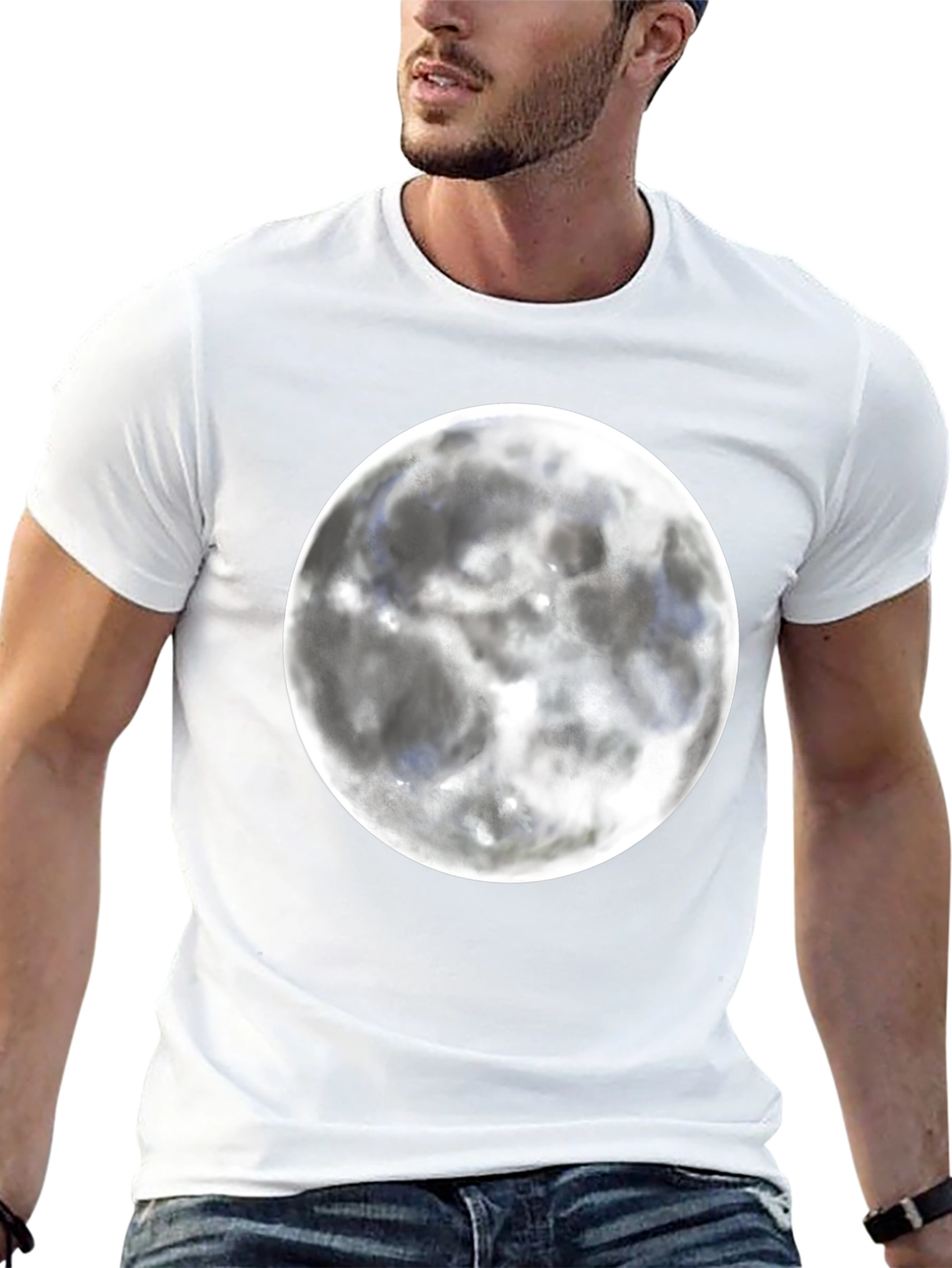 Moon Graphic Black T-Shirt for Casual Wear