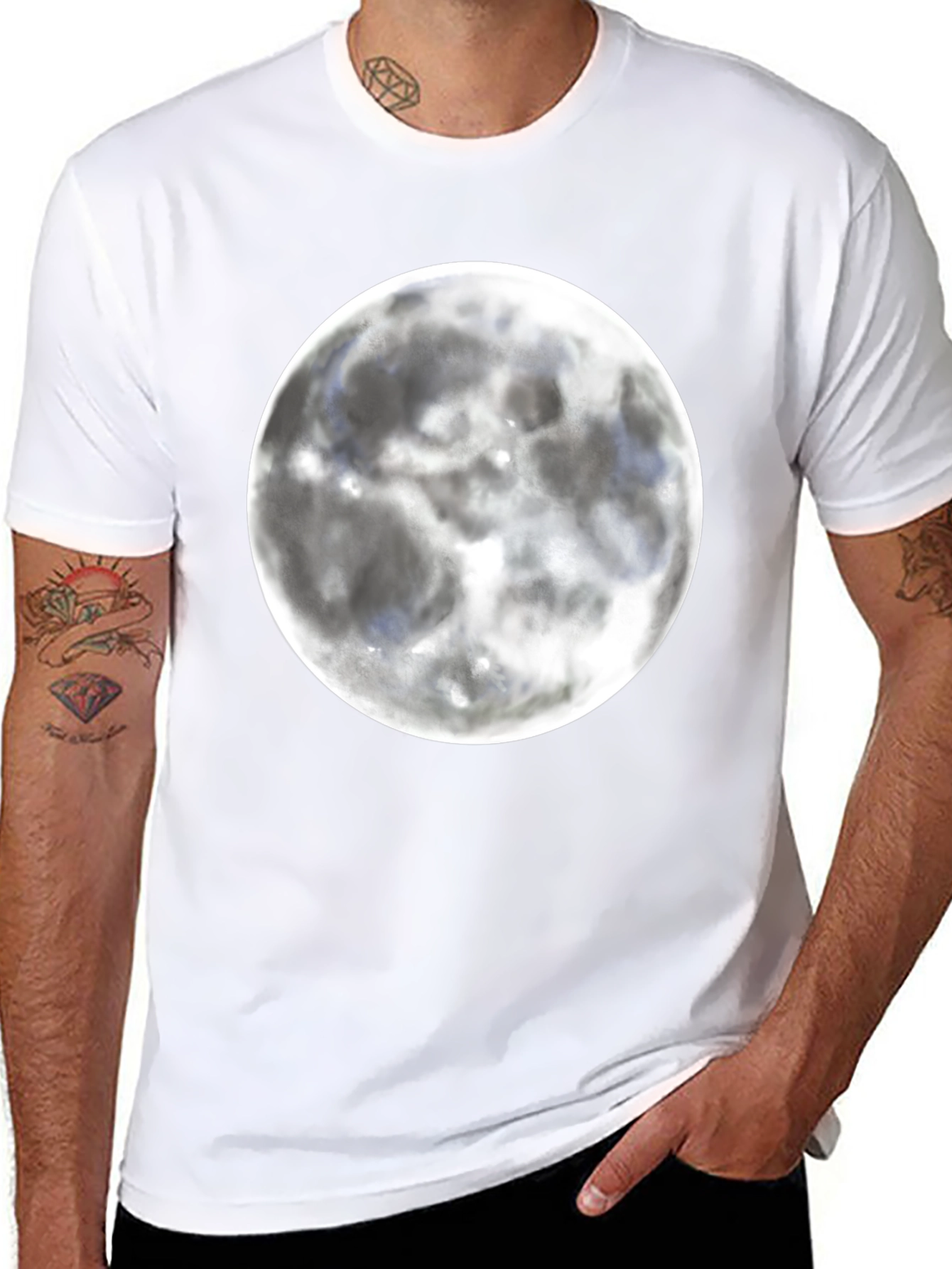 Moon Graphic Black T-Shirt for Casual Wear
