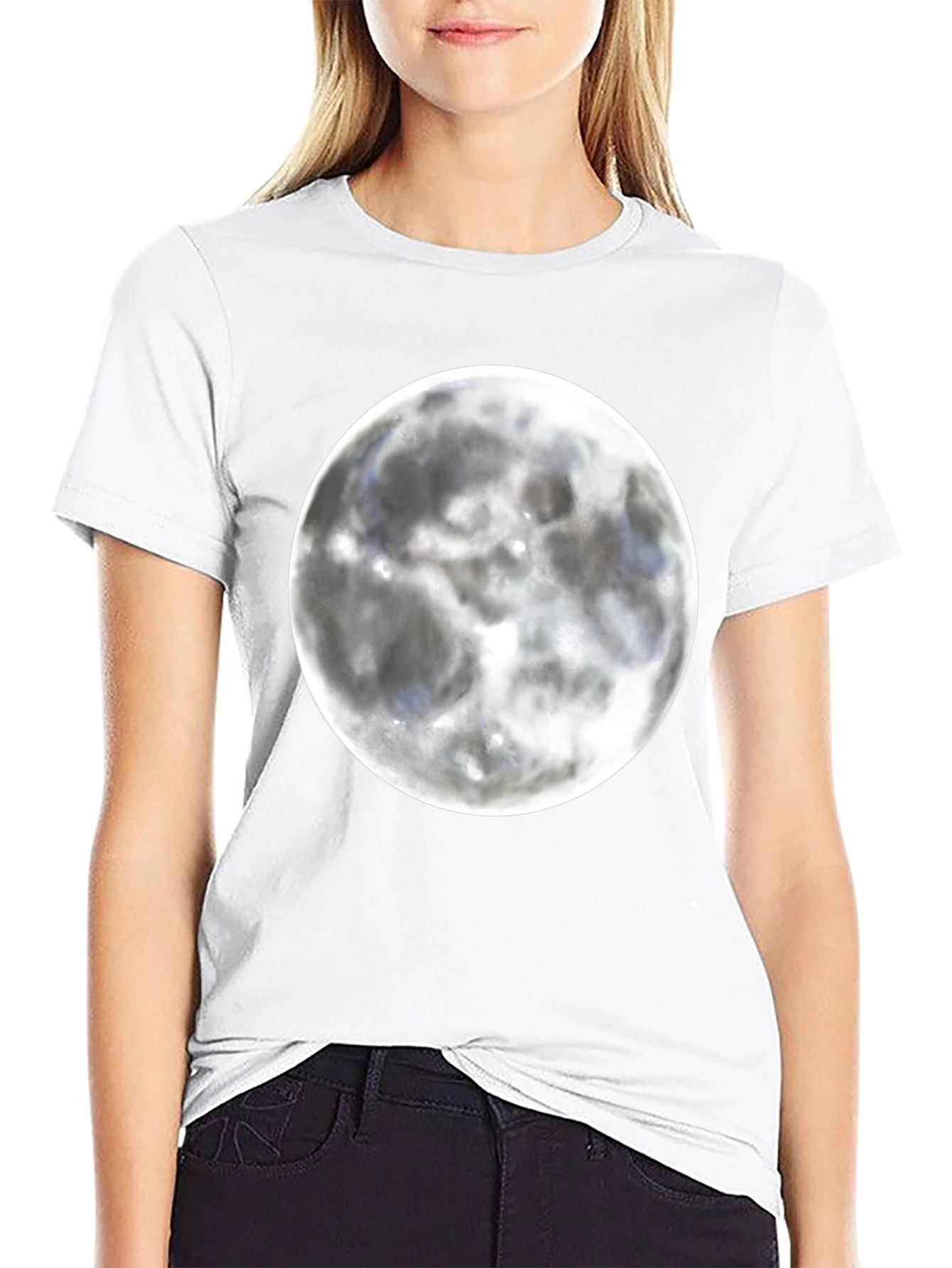 Moon Graphic Black T-Shirt for Casual Wear