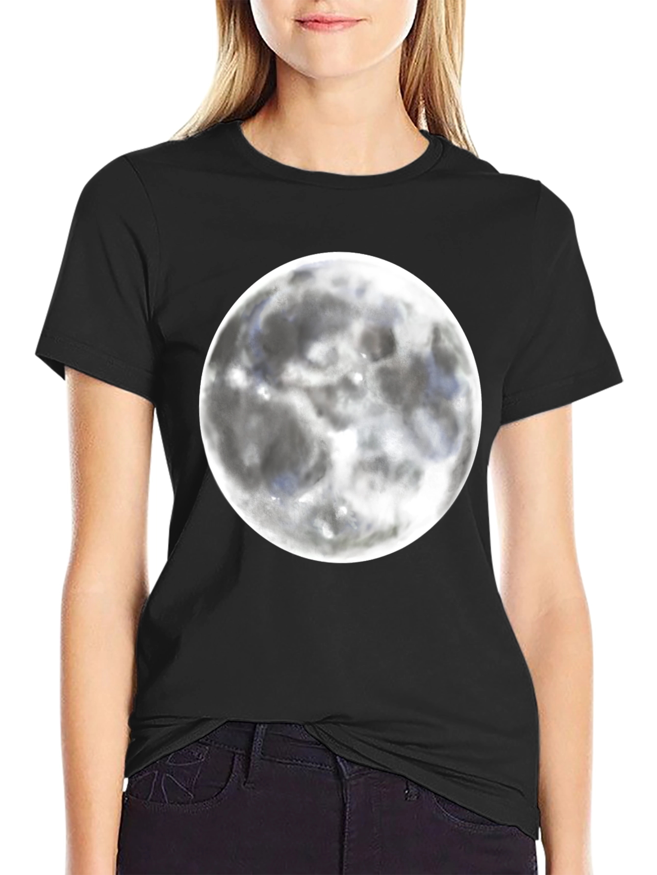 Moon Graphic Black T-Shirt for Casual Wear