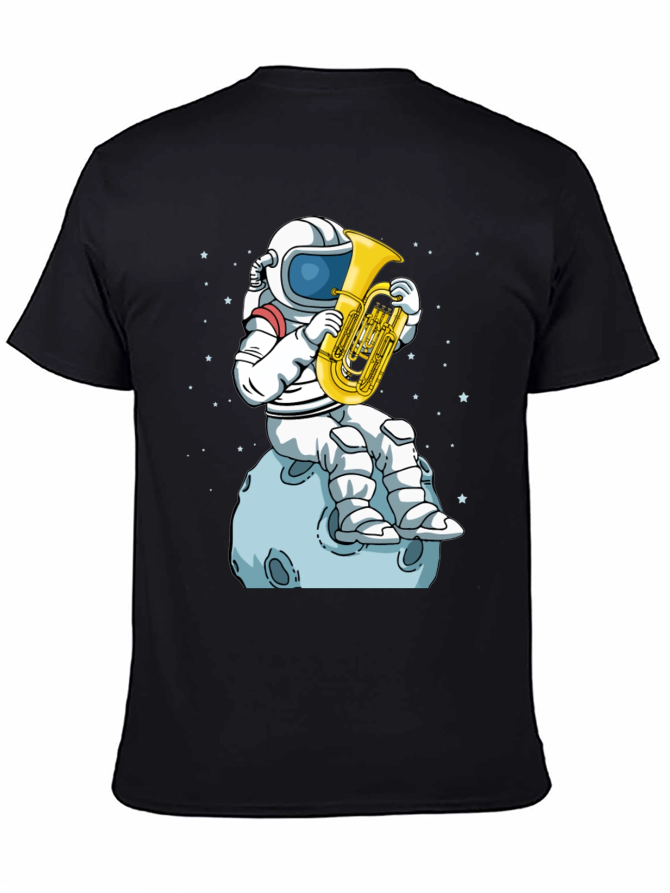 Astronaut Tuba Player Black T-Shirt