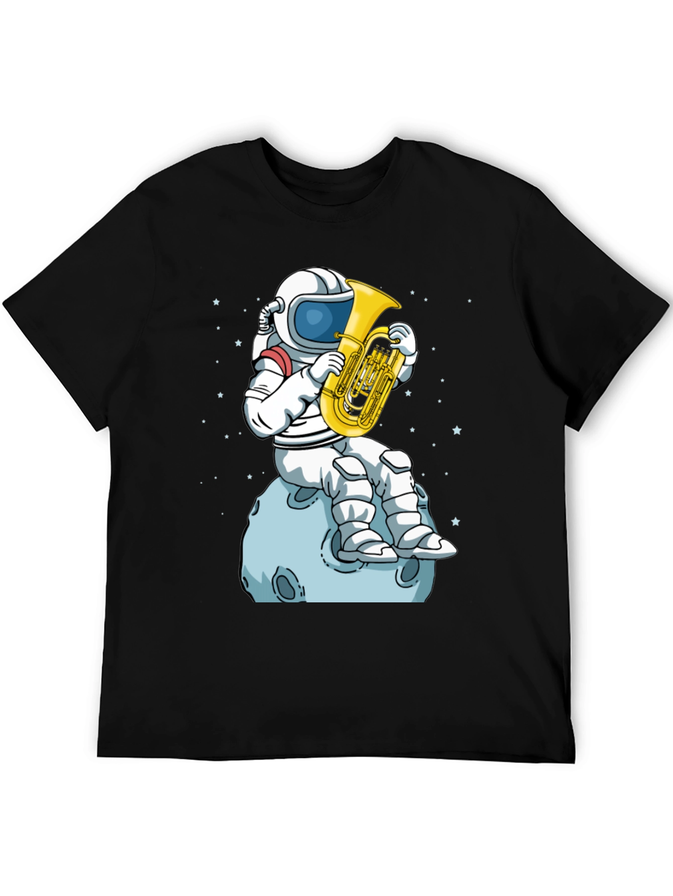 Astronaut Tuba Player Black T-Shirt