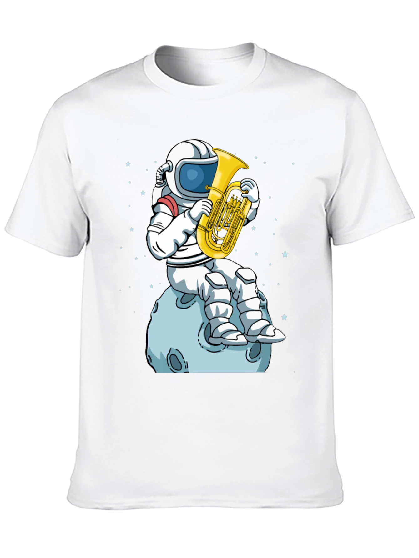 Astronaut Tuba Player Black T-Shirt
