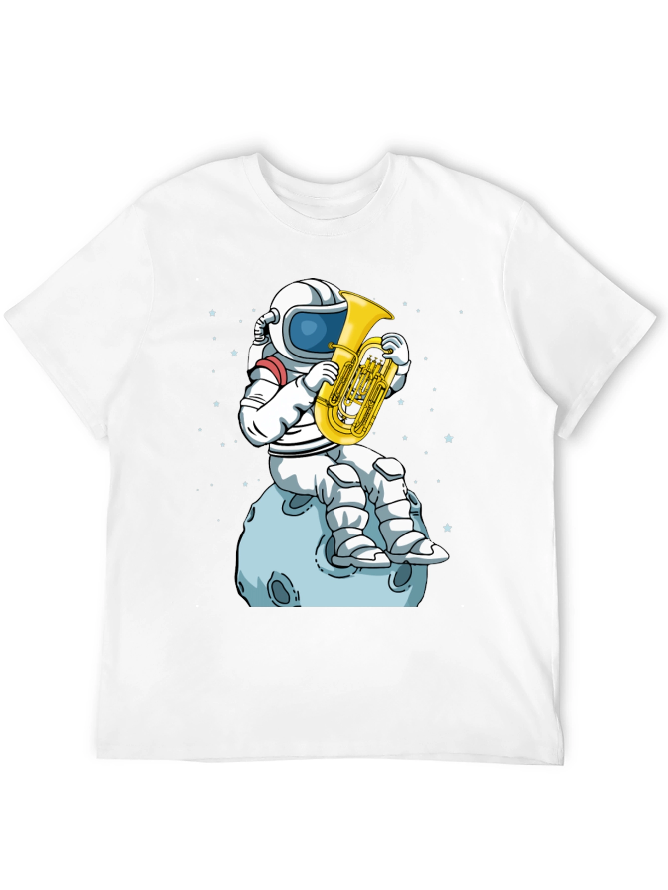 Astronaut Tuba Player Black T-Shirt