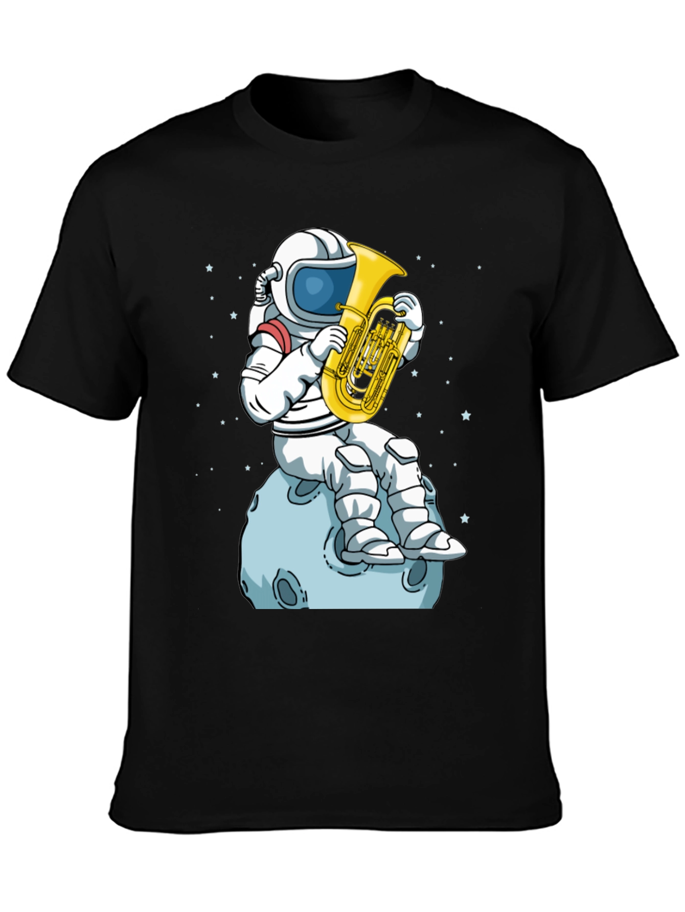 Astronaut Tuba Player Black T-Shirt