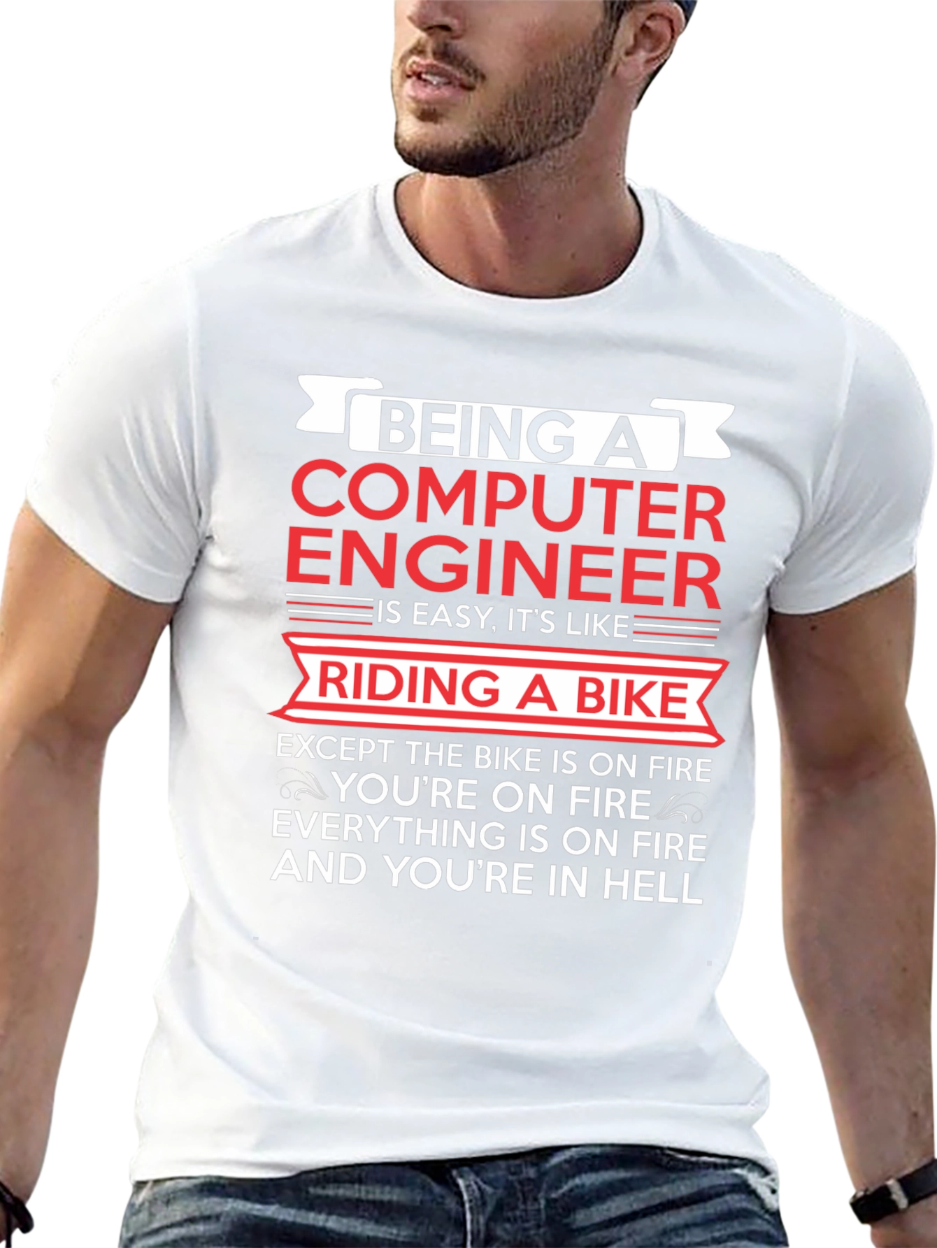 Computer Engineer Bike Fire T-Shirt