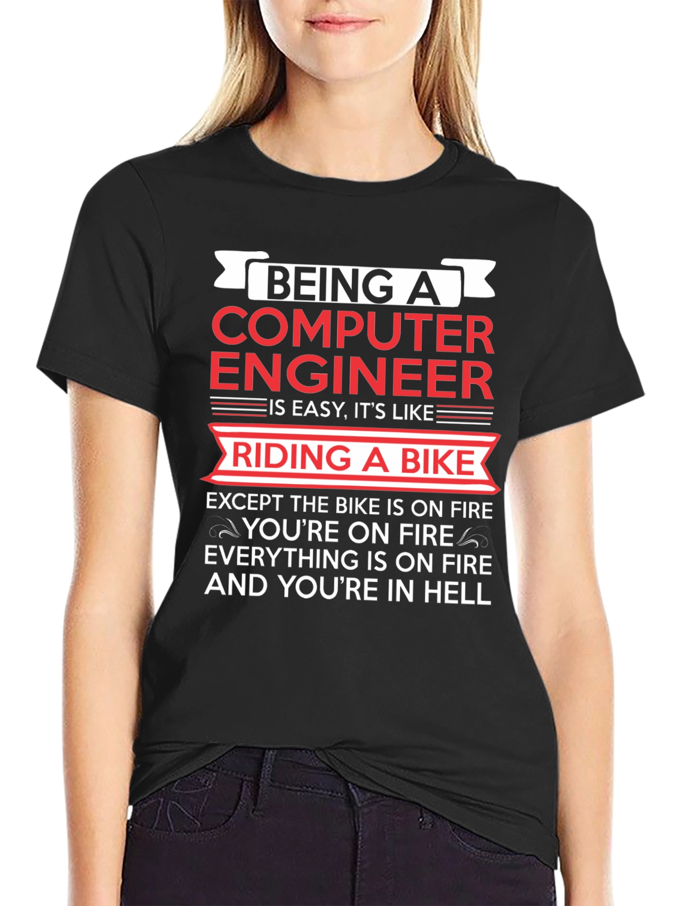 Computer Engineer Bike Fire T-Shirt