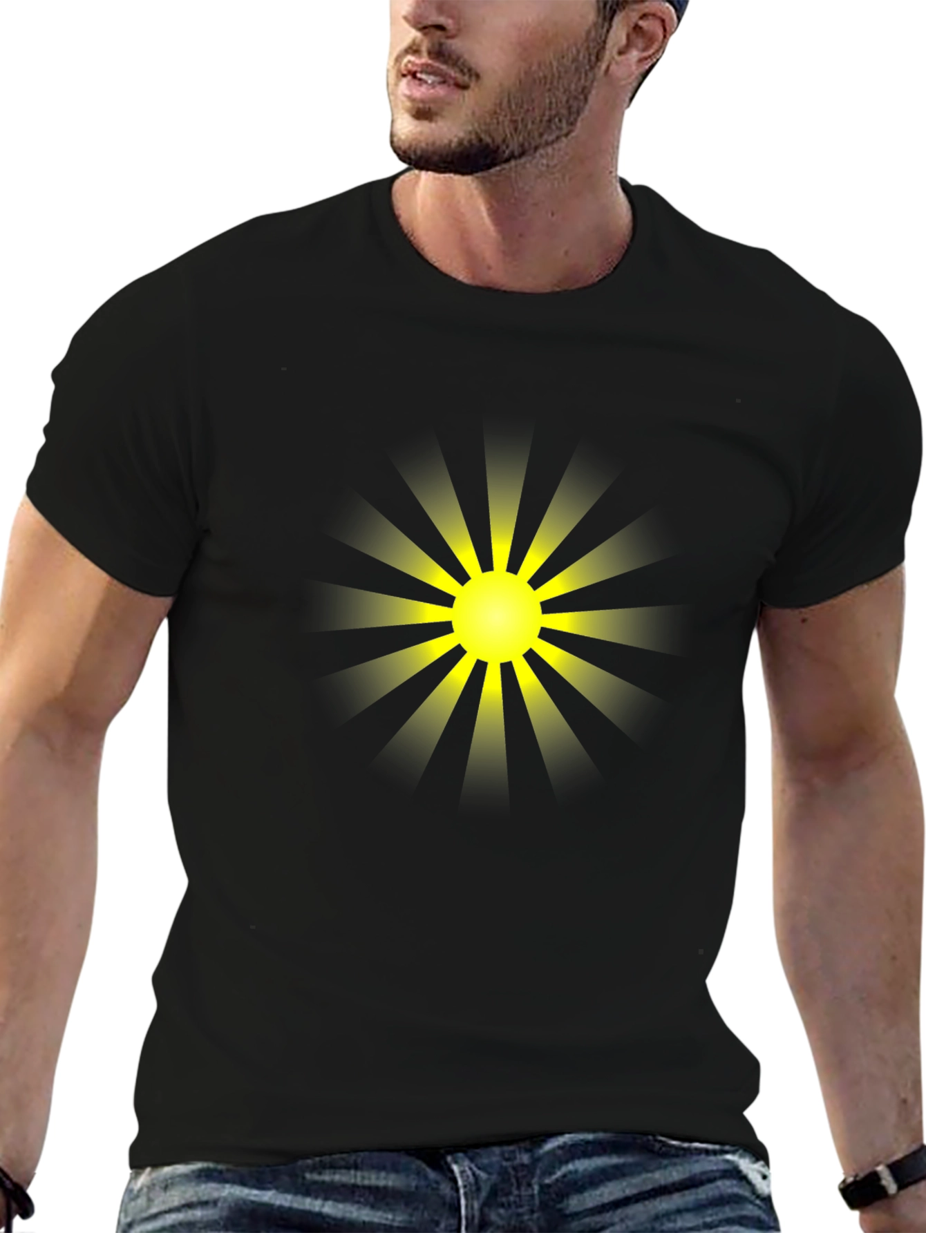 Radiant Sun Graphic Tee - Stylish Black T-Shirt