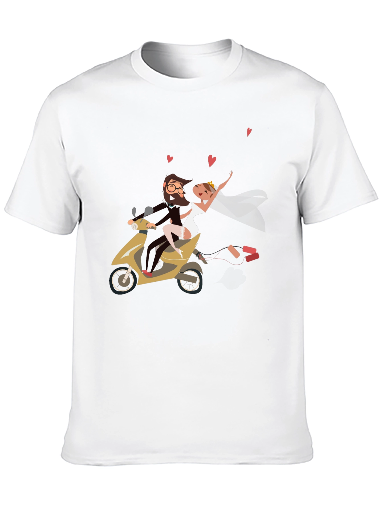 Wedding Couple Scooter Ride Black T-Shirt