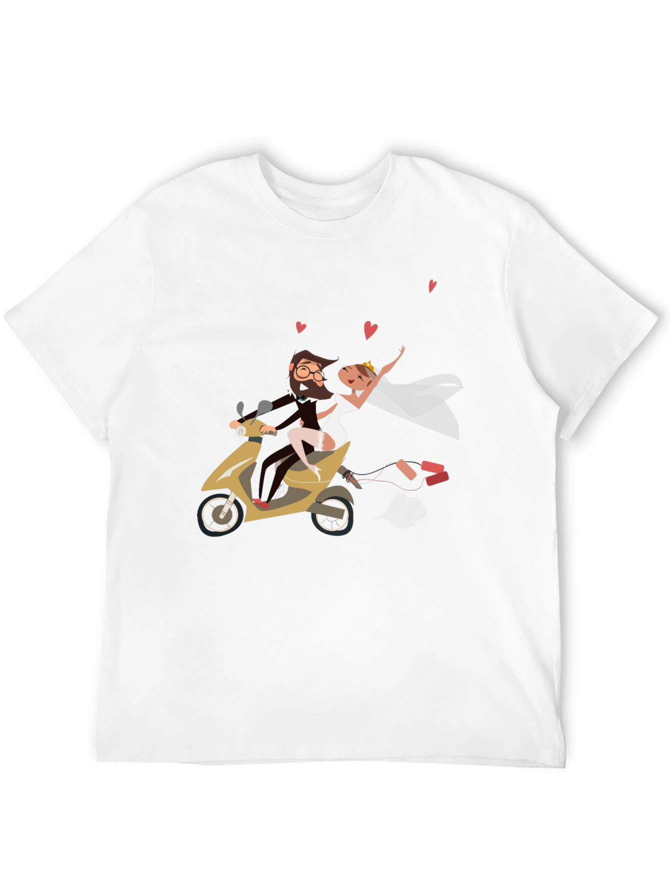 Wedding Couple Scooter Ride Black T-Shirt