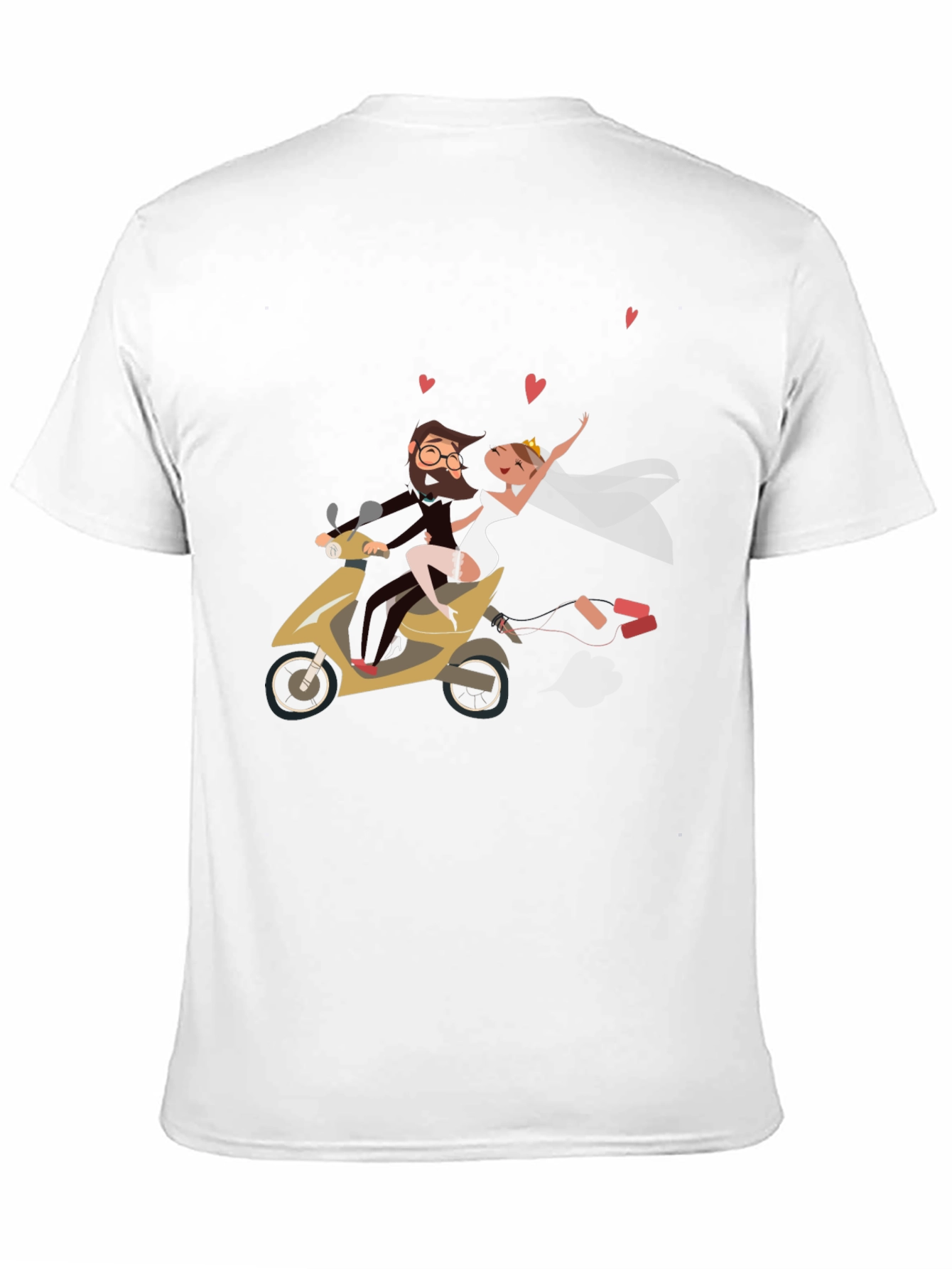 Wedding Couple Scooter Ride Black T-Shirt