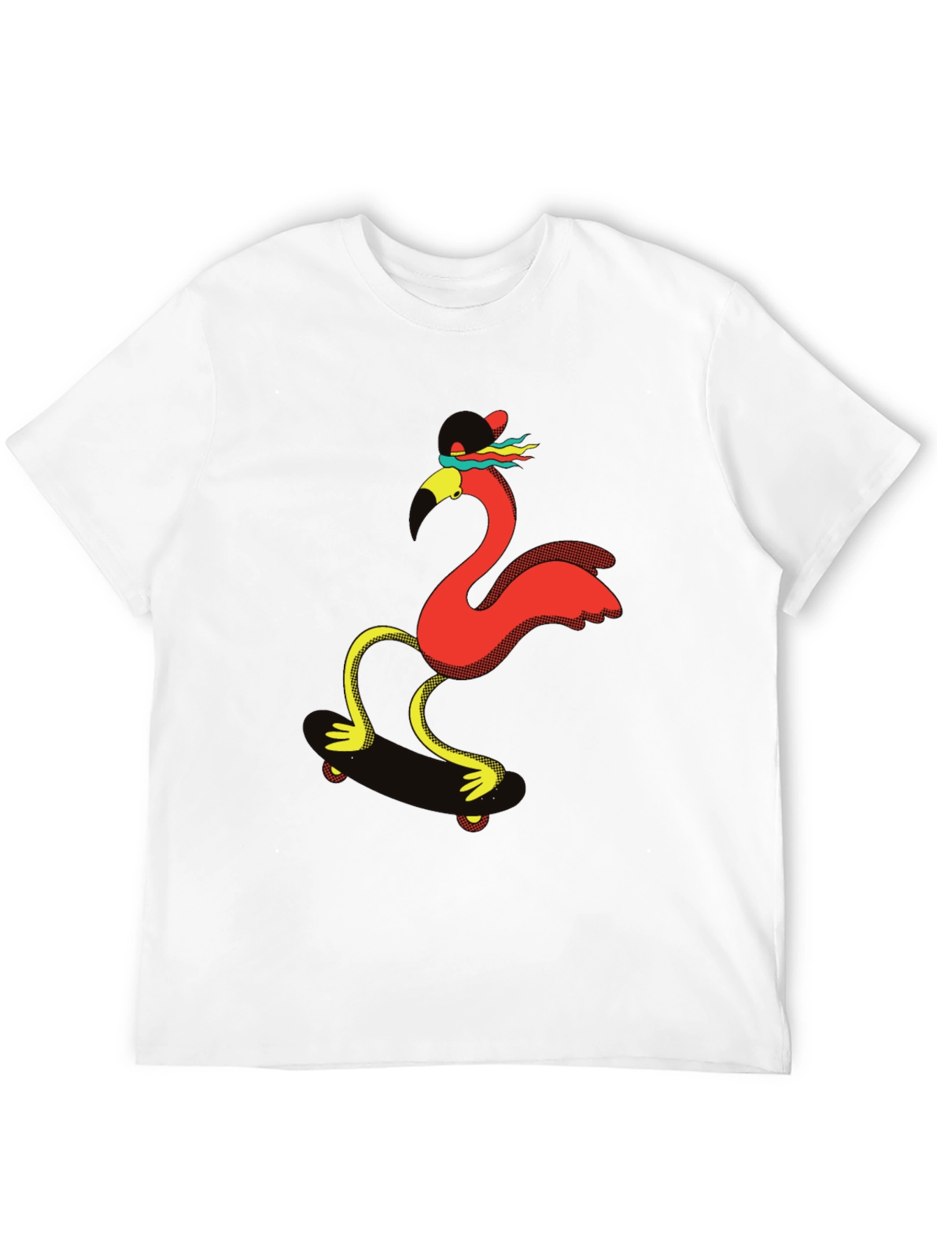 Skating Flamingo Graphic Tee - Black T-Shirt