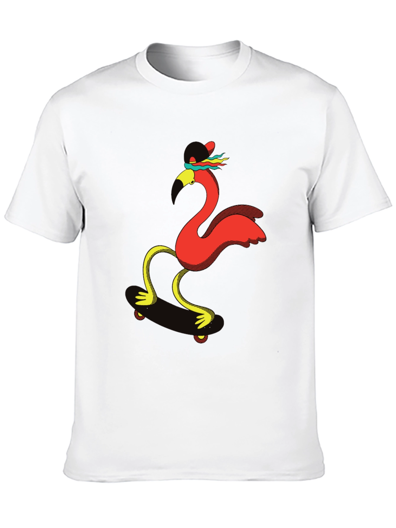 Skating Flamingo Graphic Tee - Black T-Shirt