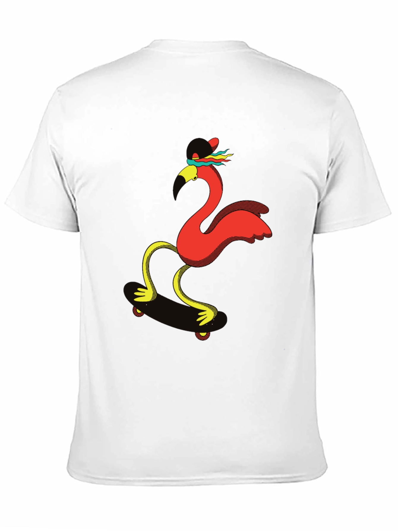 Skating Flamingo Graphic Tee - Black T-Shirt