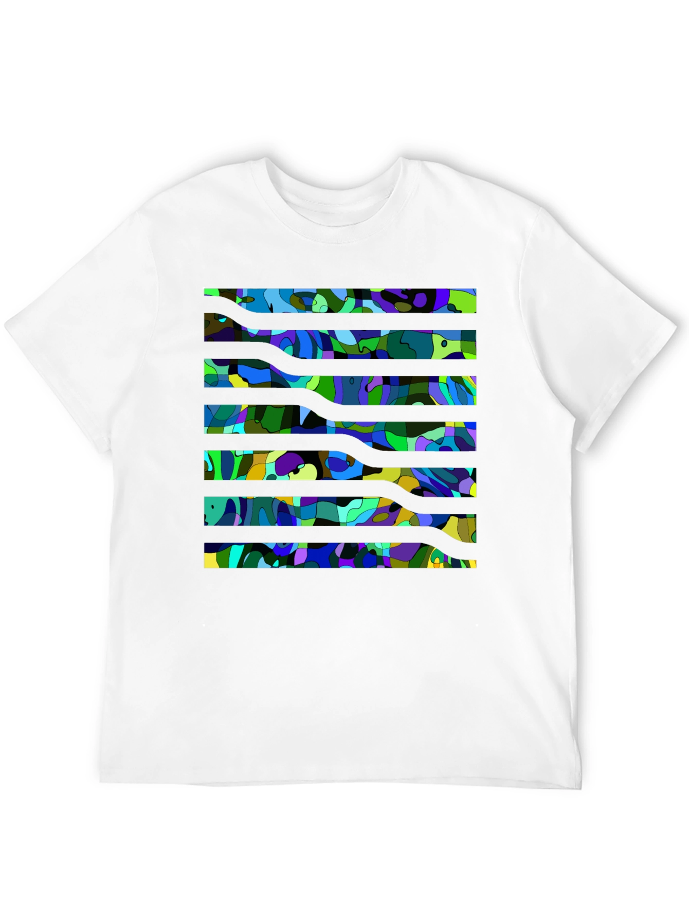 Abstract Striped Graphic Tee