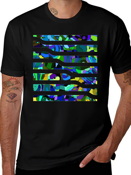 Abstract Striped Graphic Tee