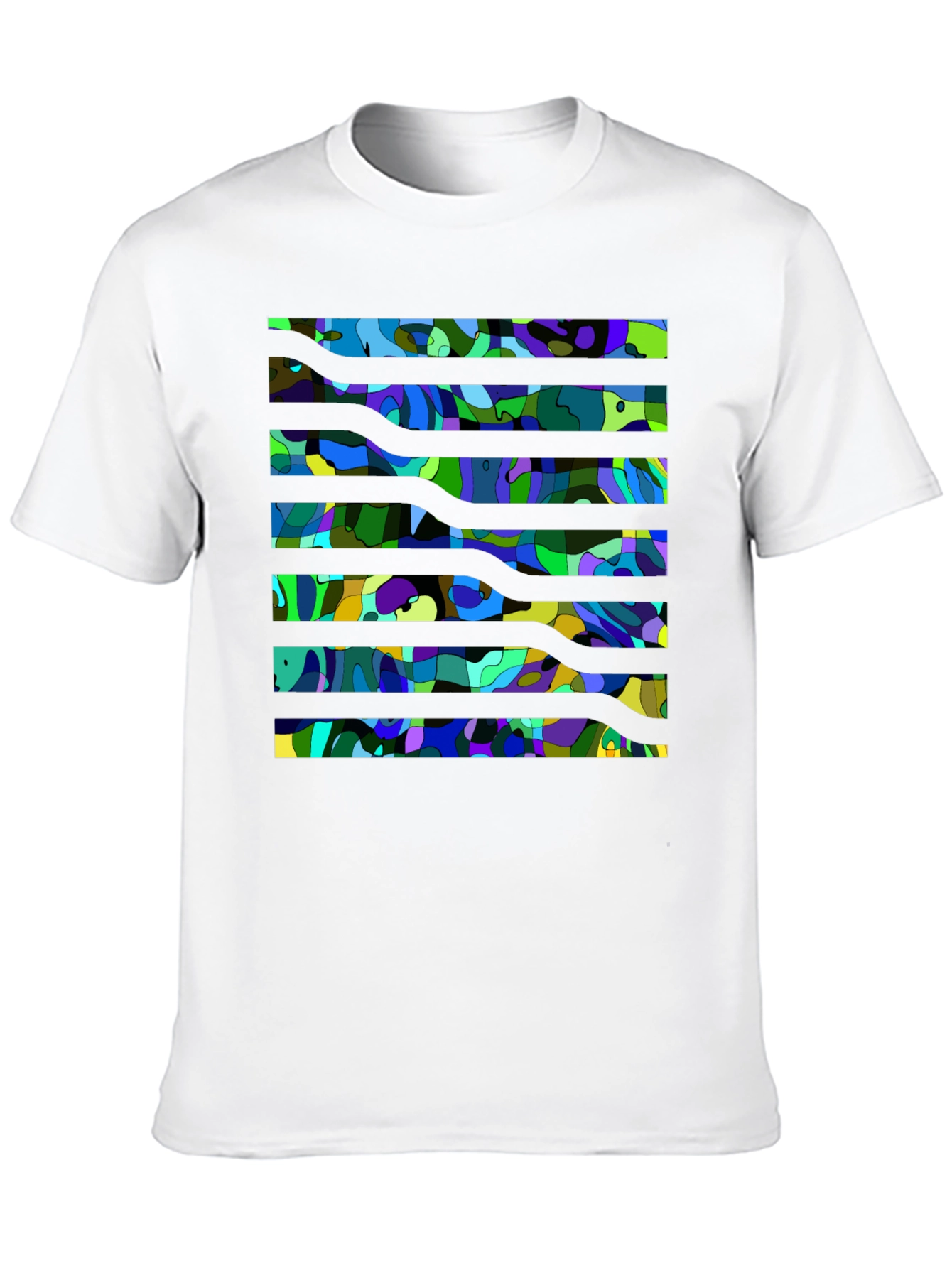 Abstract Striped Graphic Tee