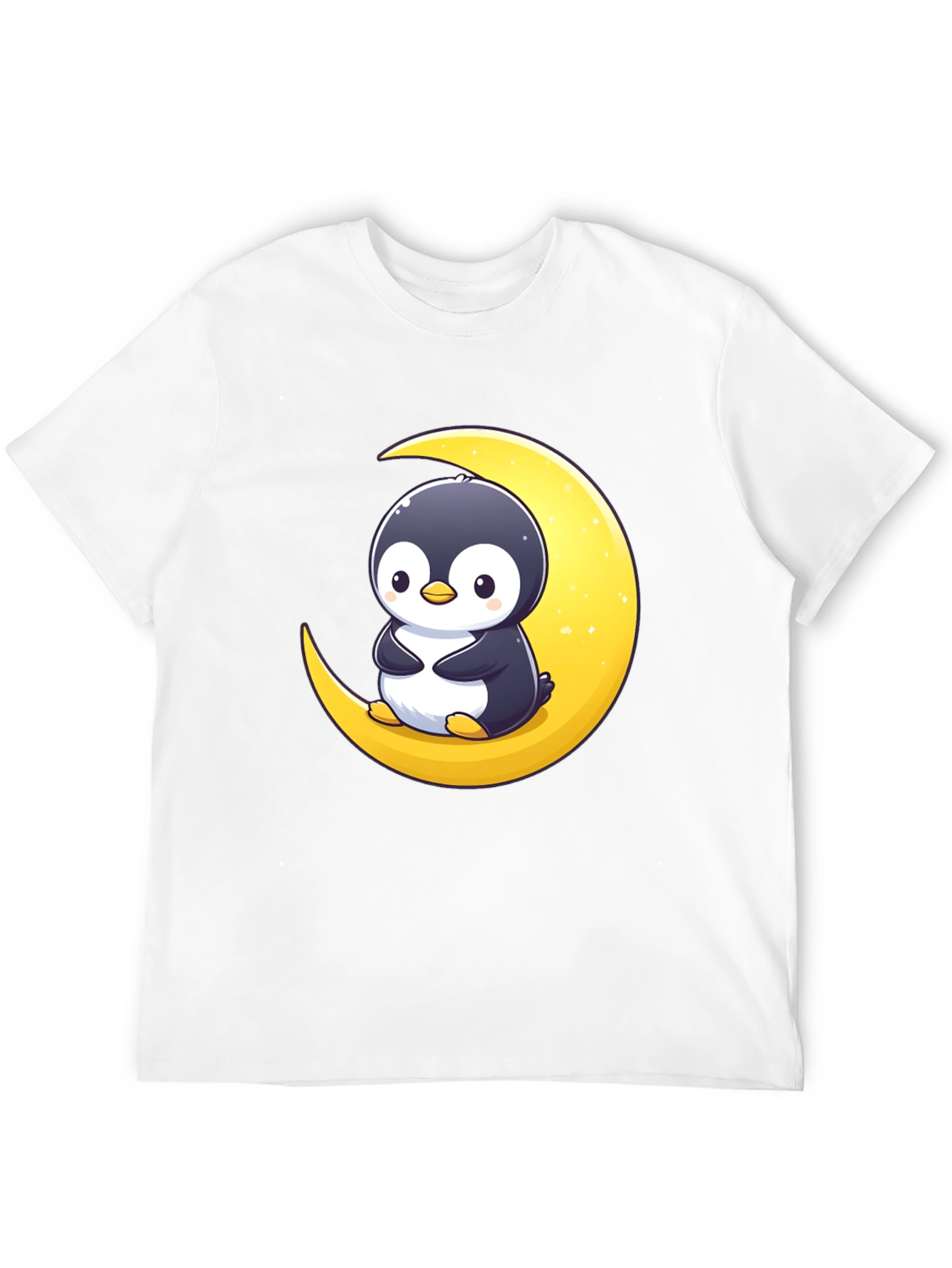 Penguin Moon Graphic Tee - Black Cotton T-Shirt