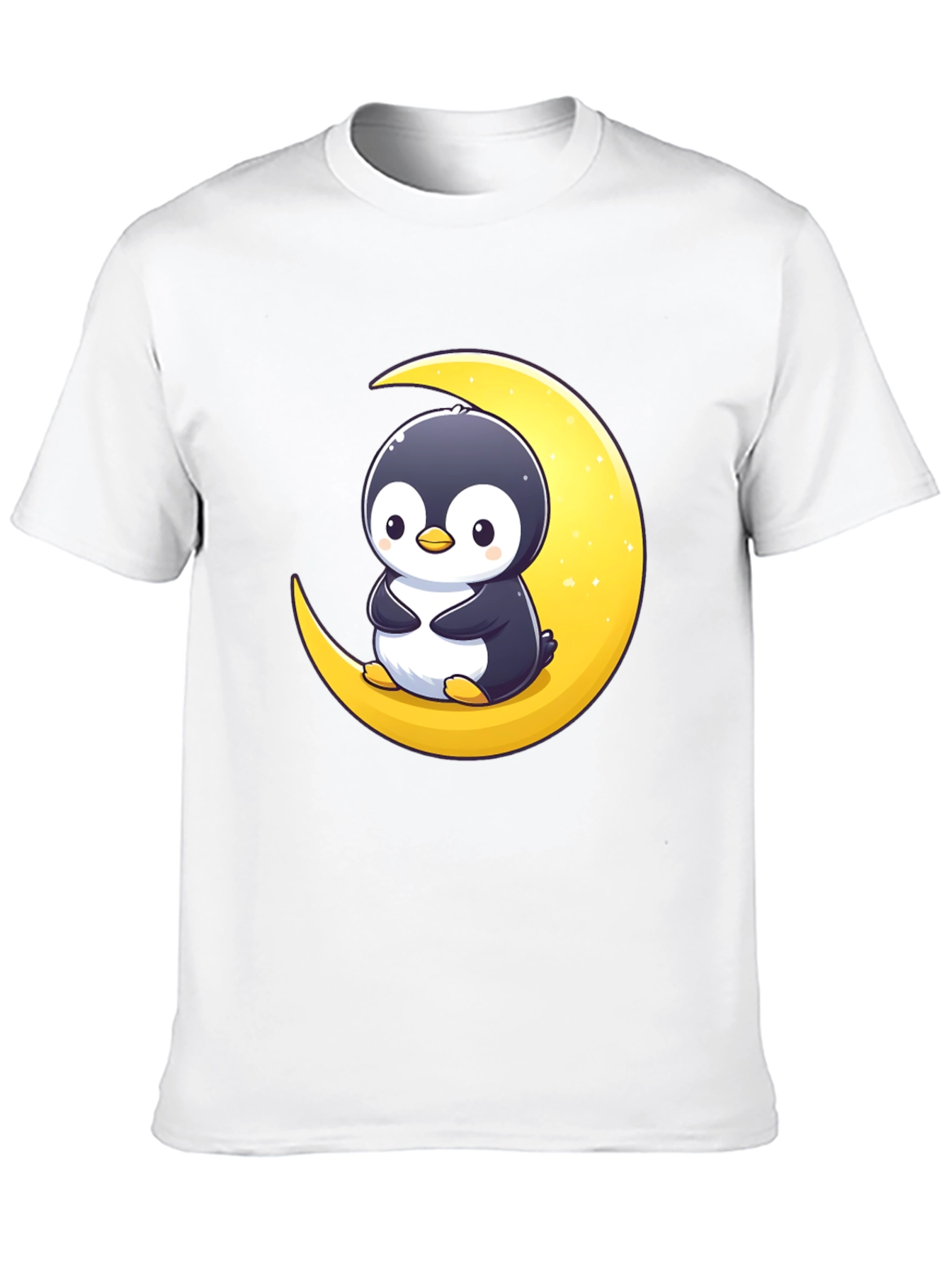 Penguin Moon Graphic Tee - Black Cotton T-Shirt