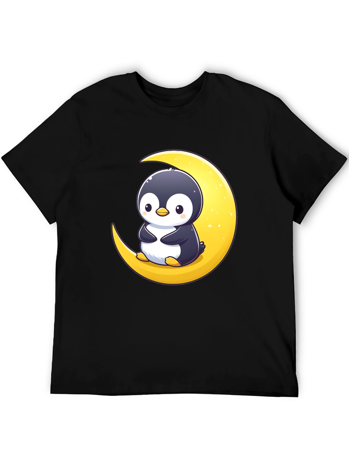 Penguin Moon Graphic Tee - Black Cotton T-Shirt
