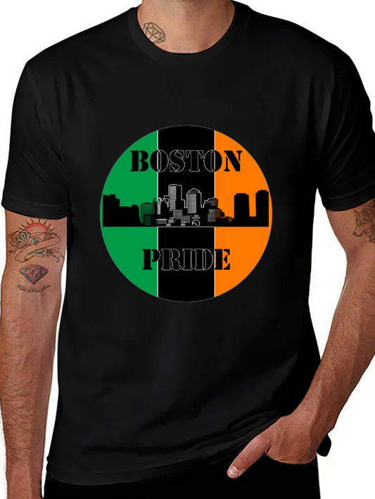 Boston Pride T-Shirt Irish Flag Colors Silhouette
