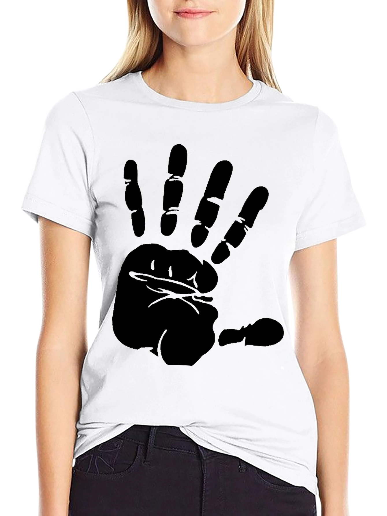 Black Hand Print Graphic Tee