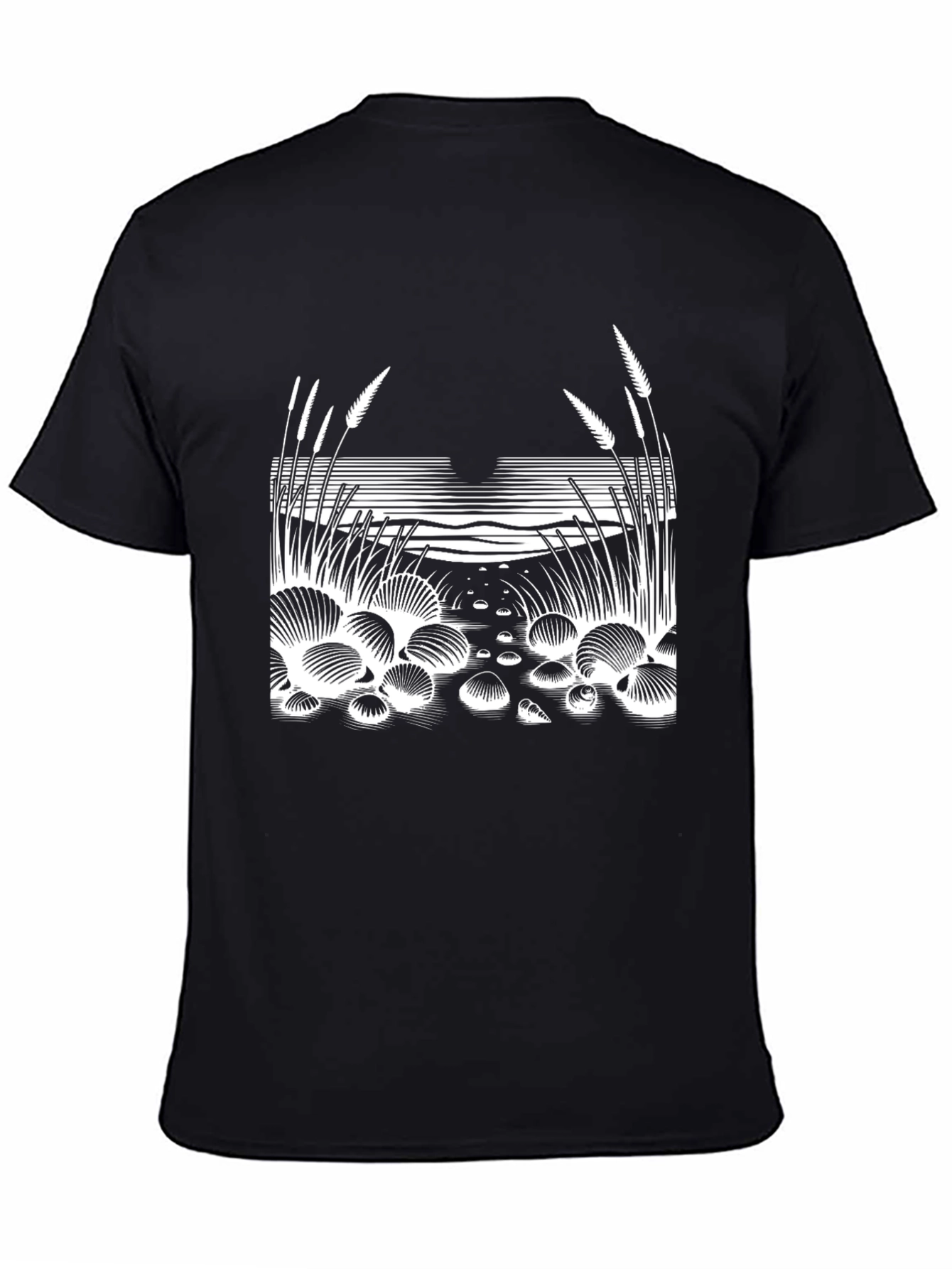 Nature Scene Graphic Tee - Stylish Black T-Shirt