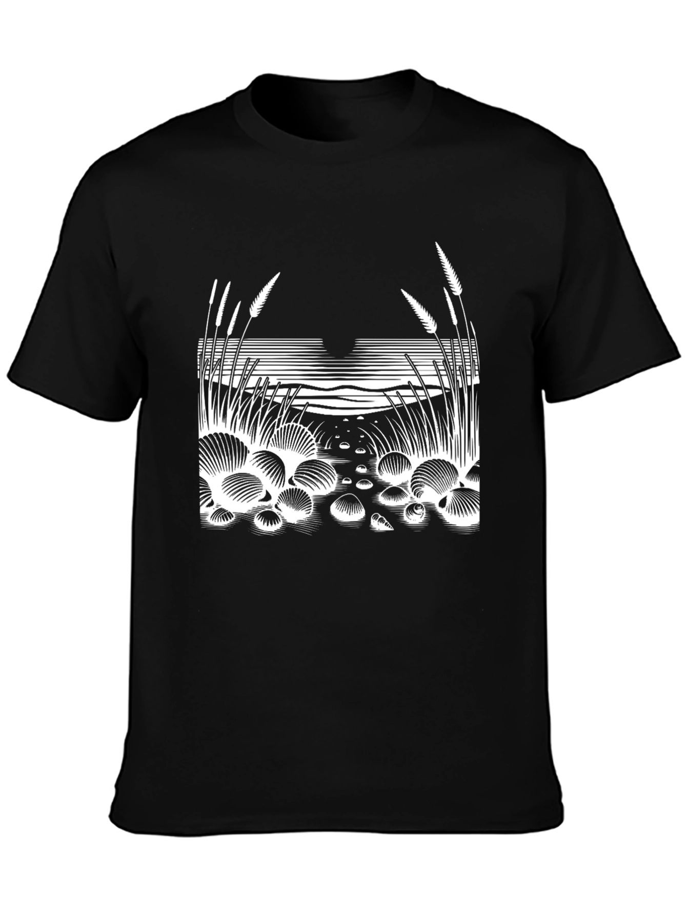 Nature Scene Graphic Tee - Stylish Black T-Shirt