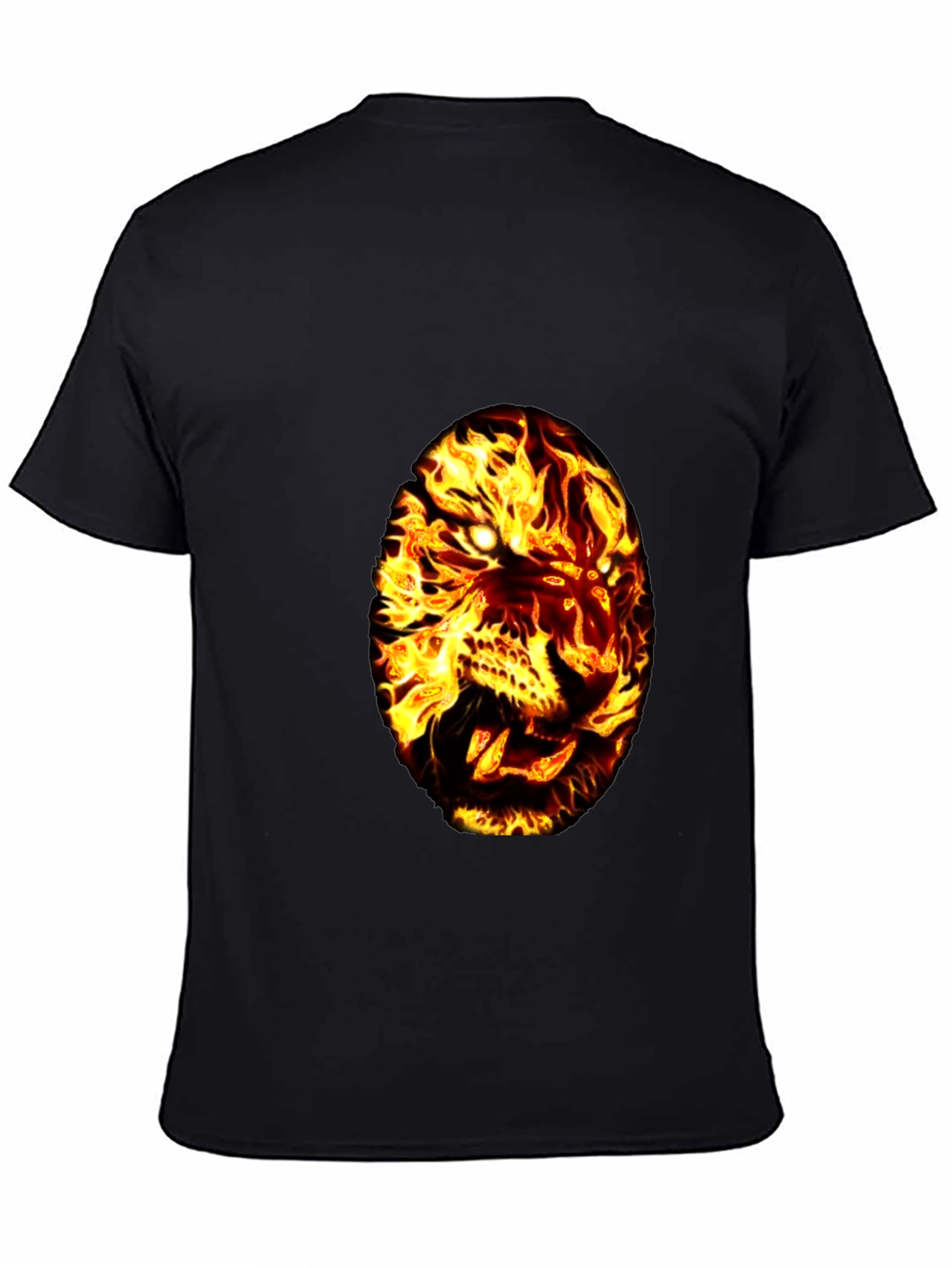 Fiery Tiger Graphic Tee - Black Cotton T-Shirt
