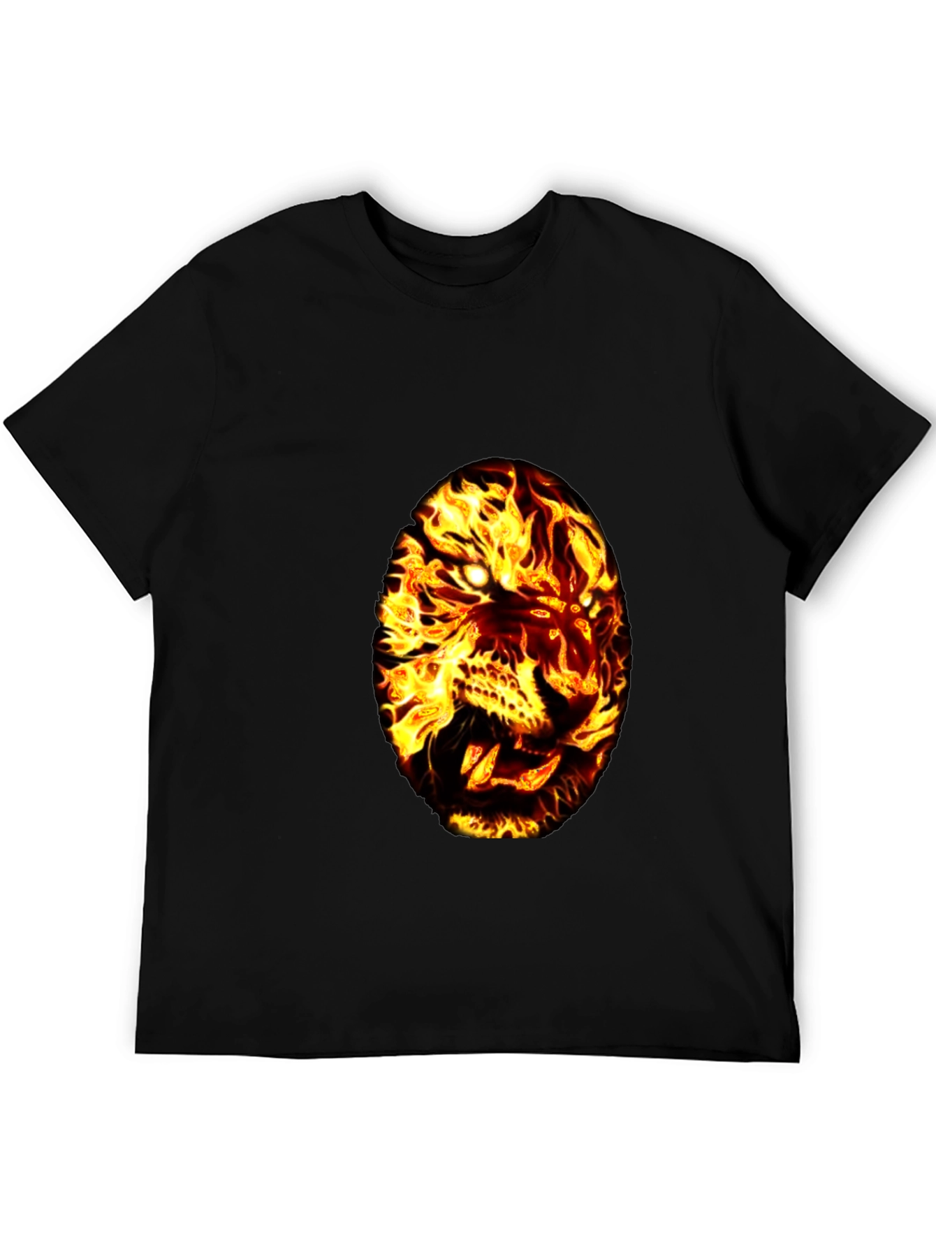 Fiery Tiger Graphic Tee - Black Cotton T-Shirt