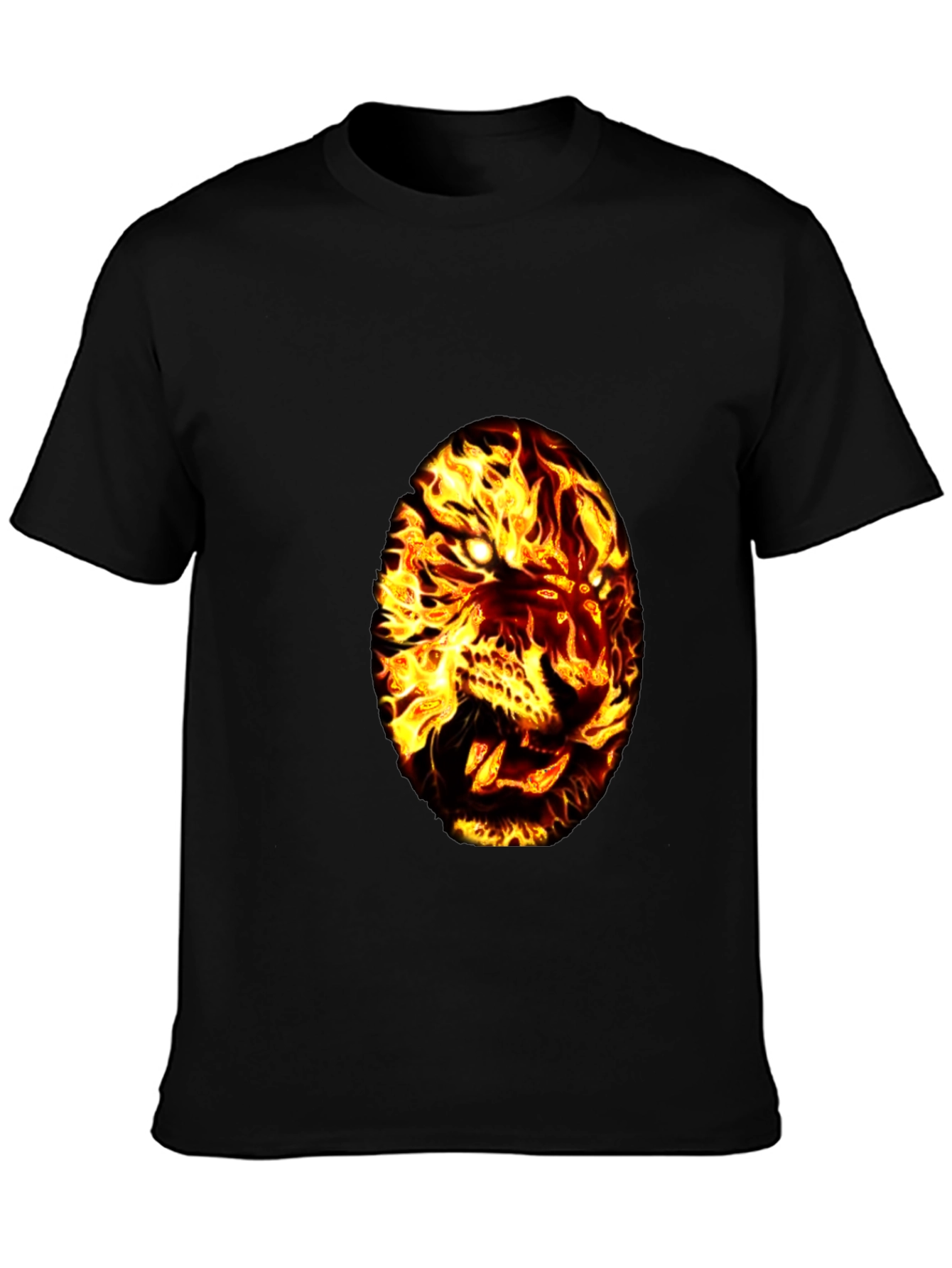 Fiery Tiger Graphic Tee - Black Cotton T-Shirt
