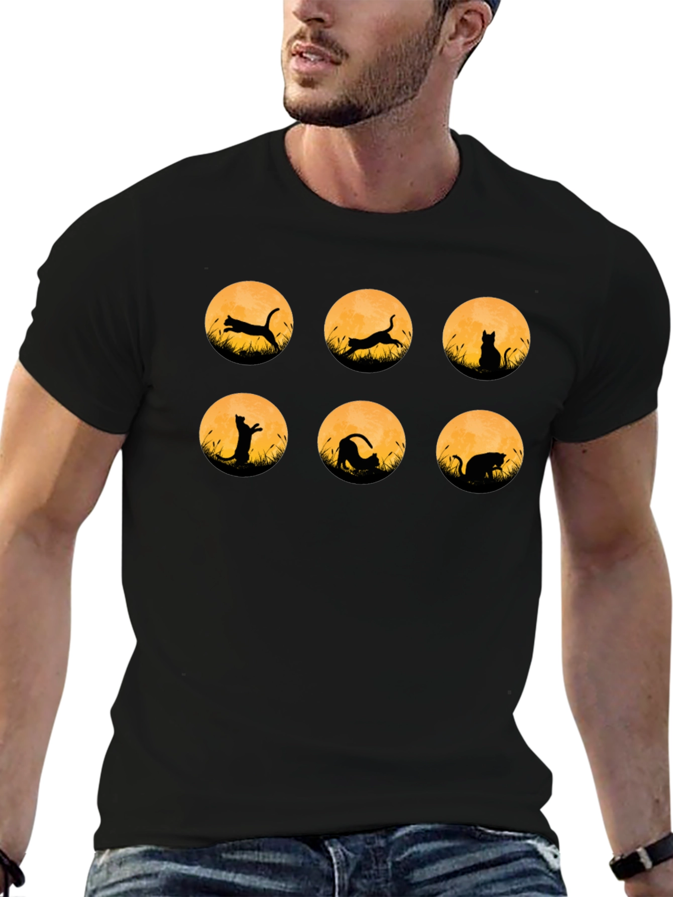 Cat Silhouette Moon Phase T-Shirt