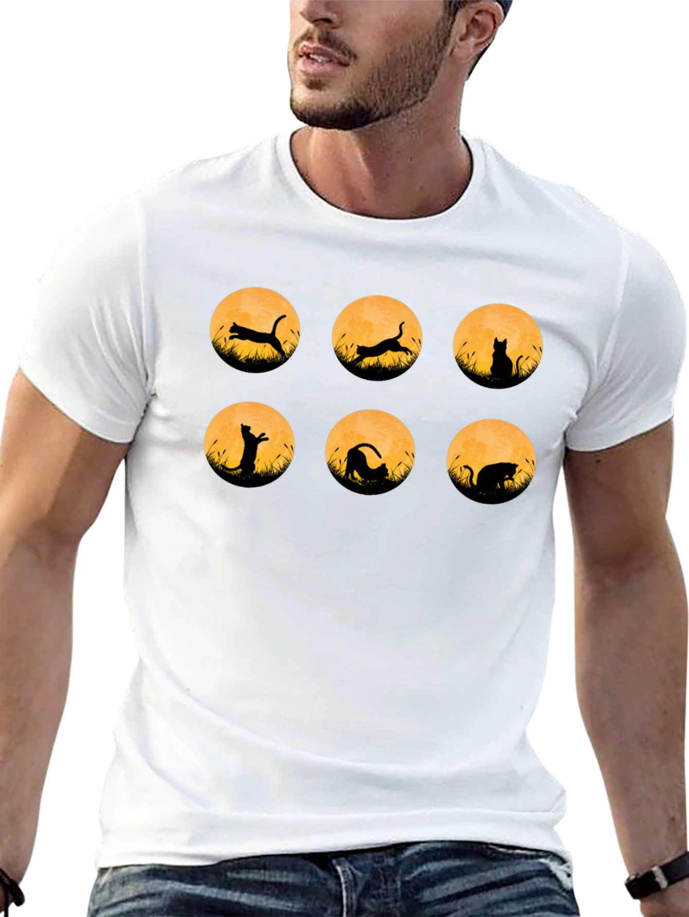 Cat Silhouette Moon Phase T-Shirt