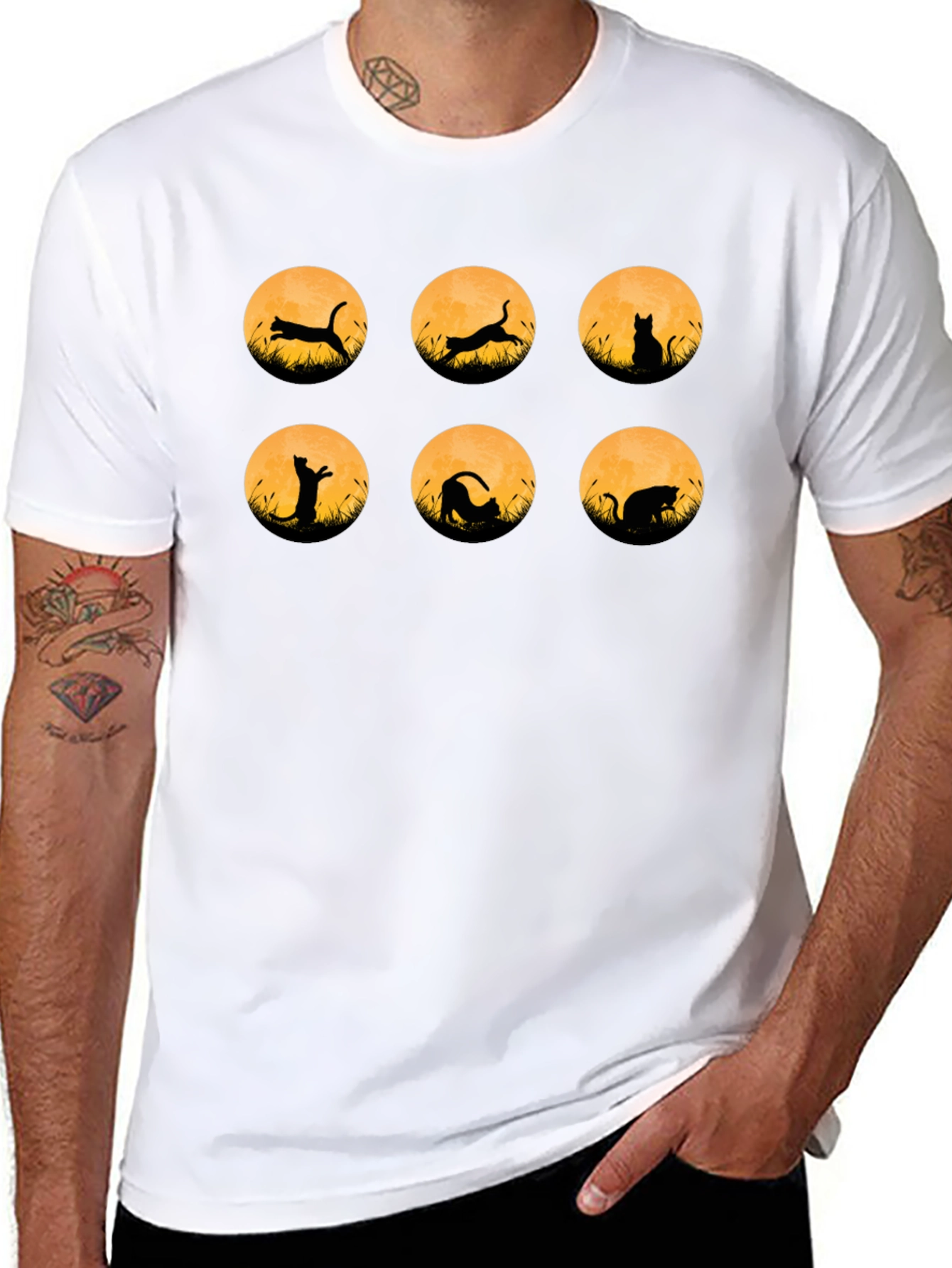 Cat Silhouette Moon Phase T-Shirt