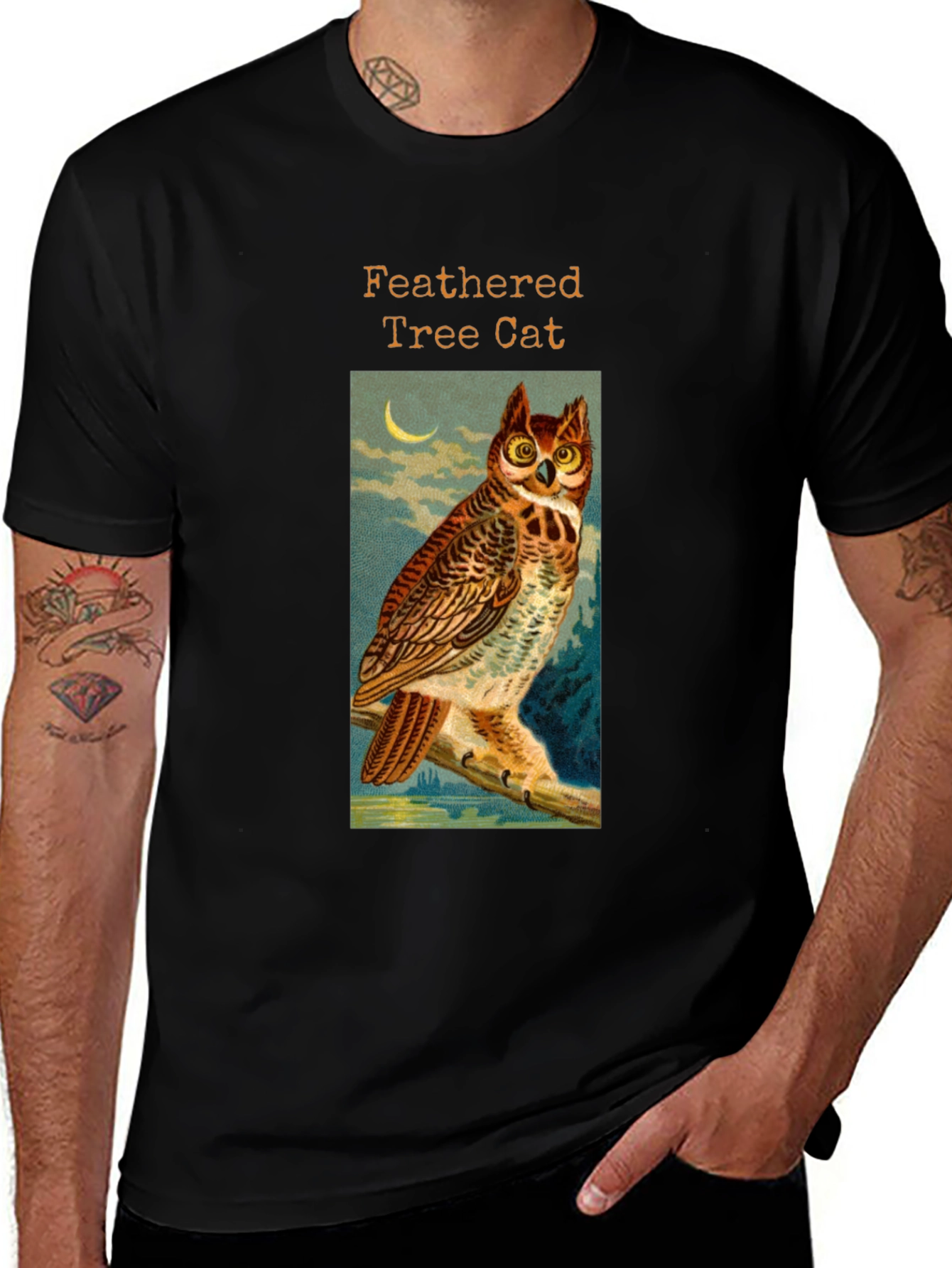 Feathered Tree Cat Owl T-Shirt