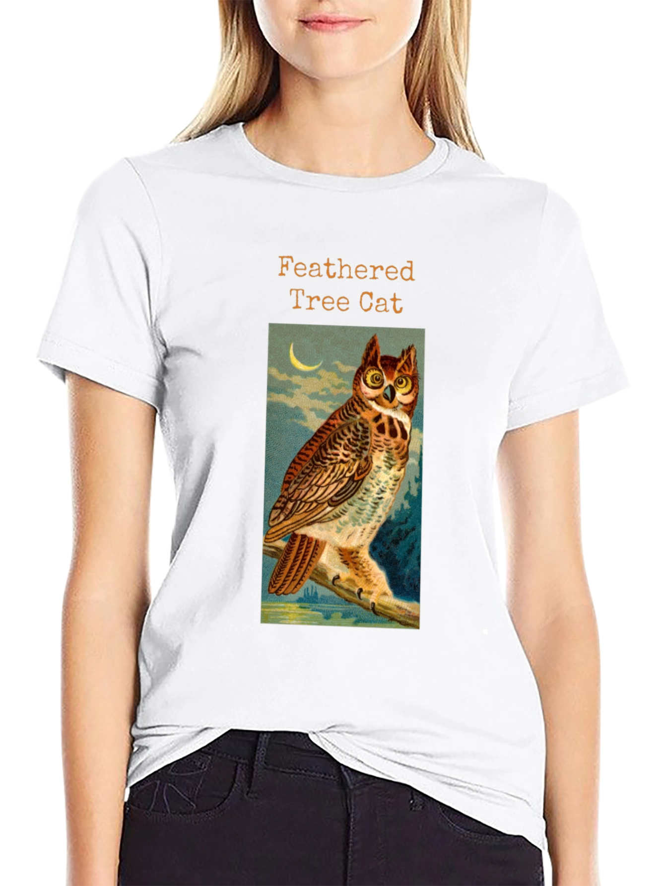 Feathered Tree Cat Owl T-Shirt