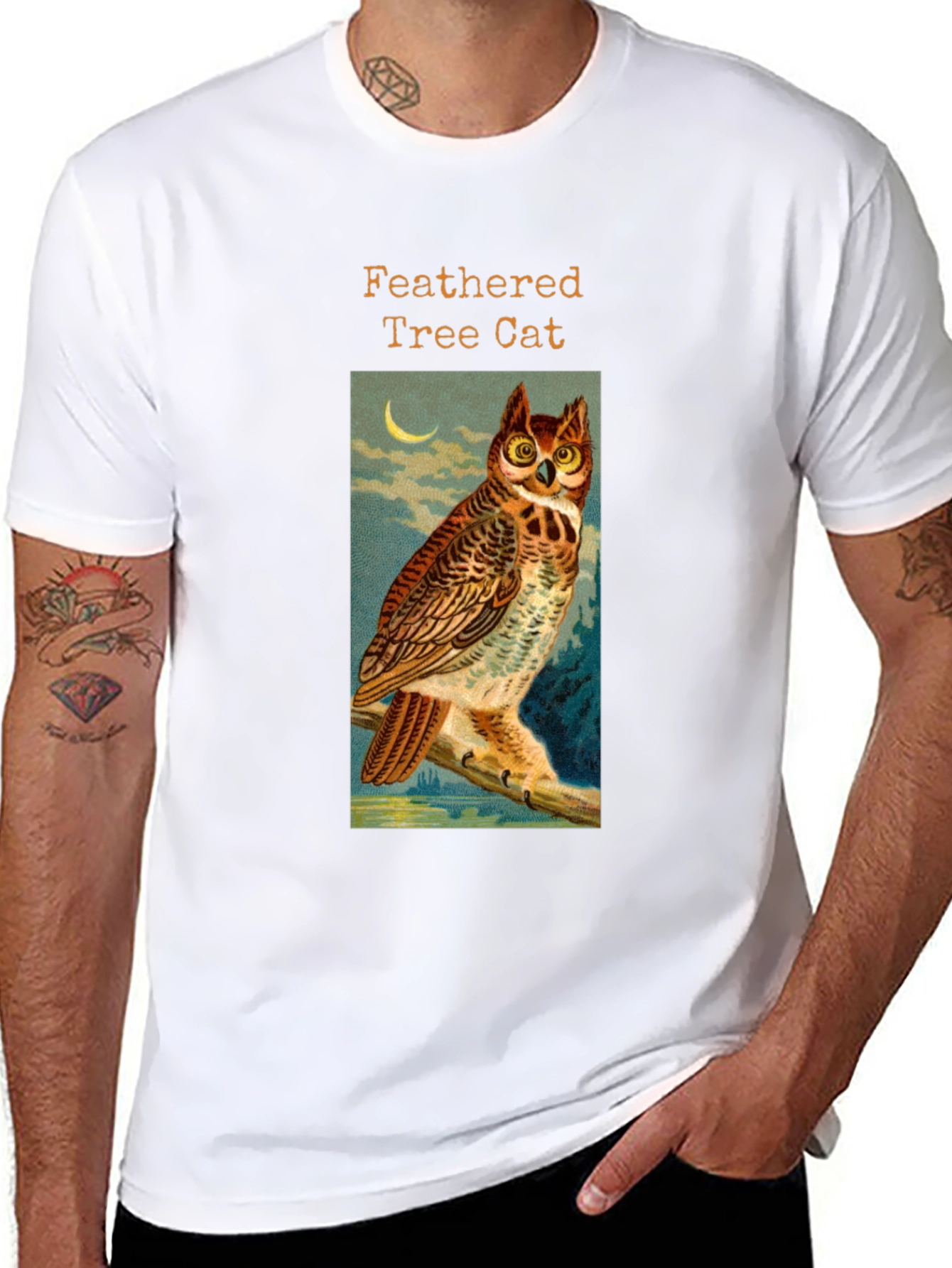 Feathered Tree Cat Owl T-Shirt
