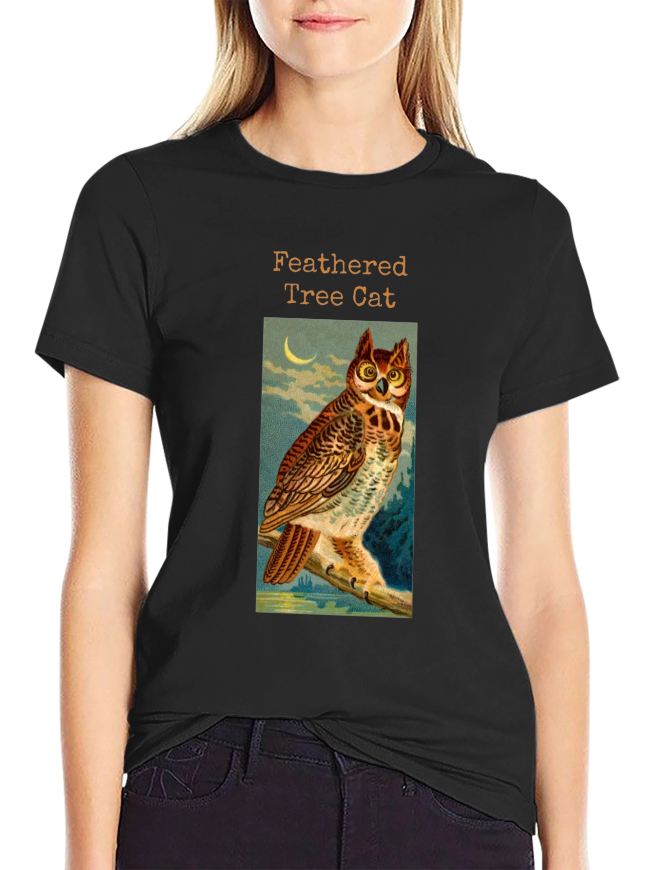 Feathered Tree Cat Owl T-Shirt