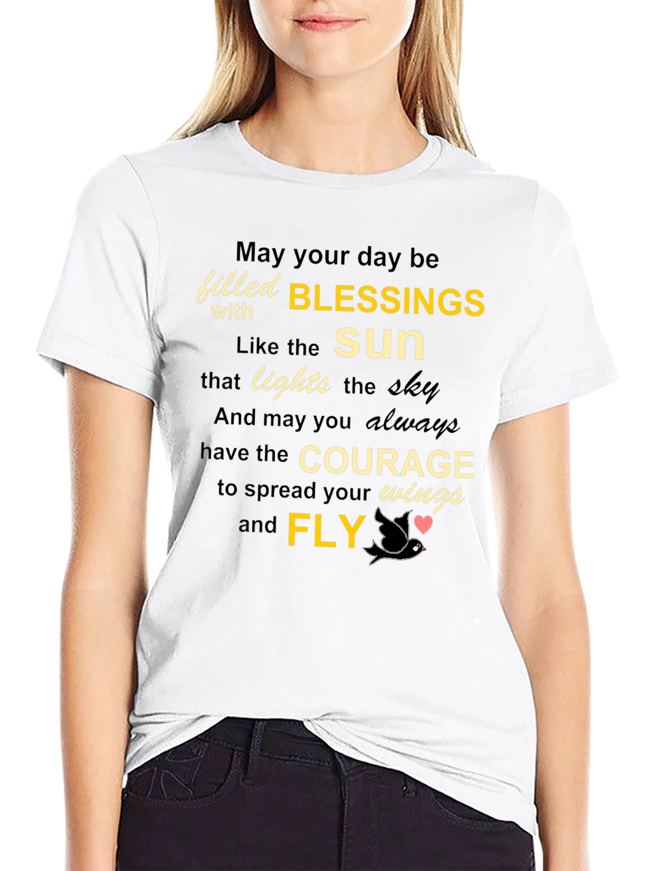 Inspirational Blessings T-Shirt - Courage and Fly