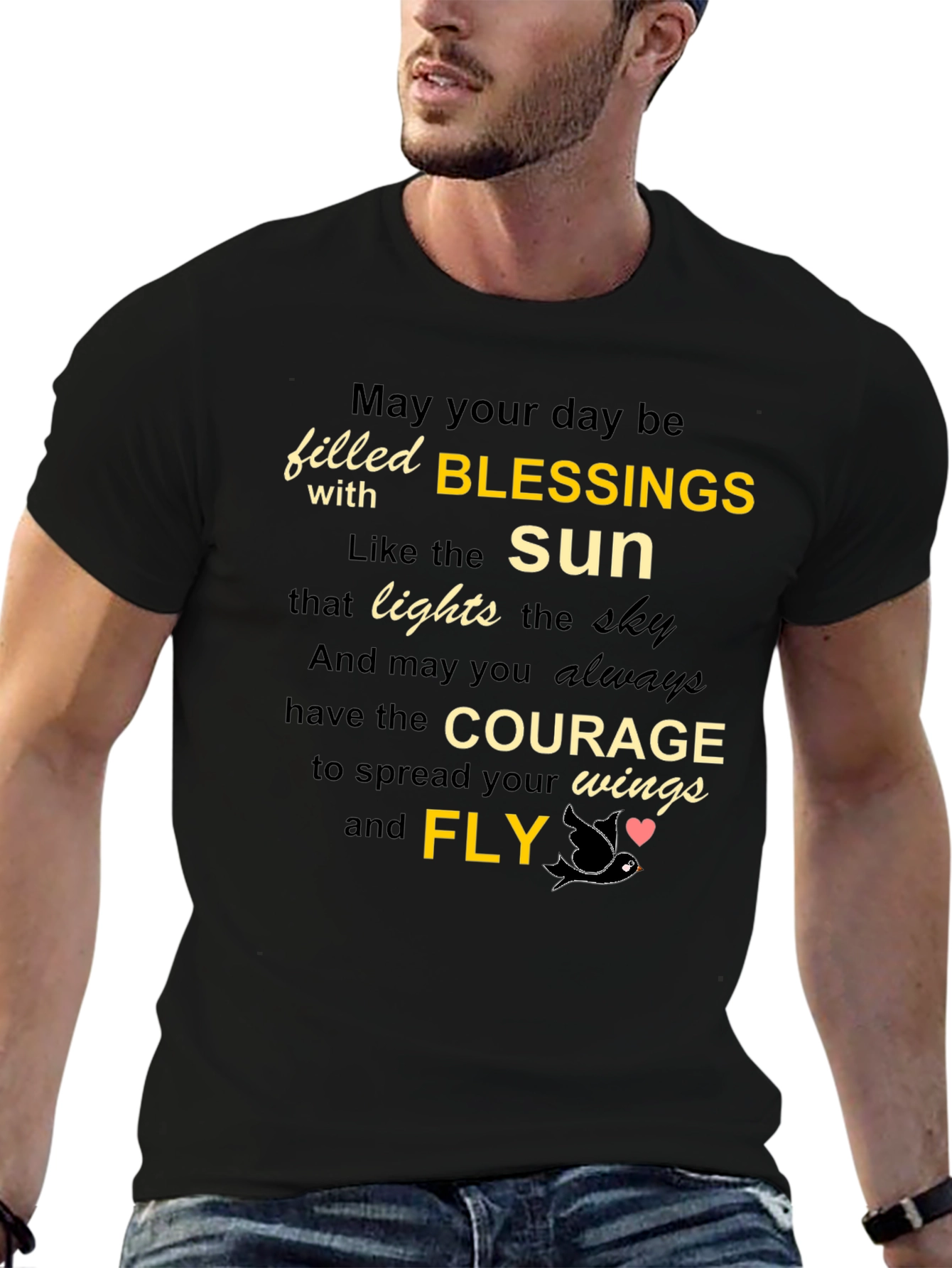 Inspirational Blessings T-Shirt - Courage and Fly