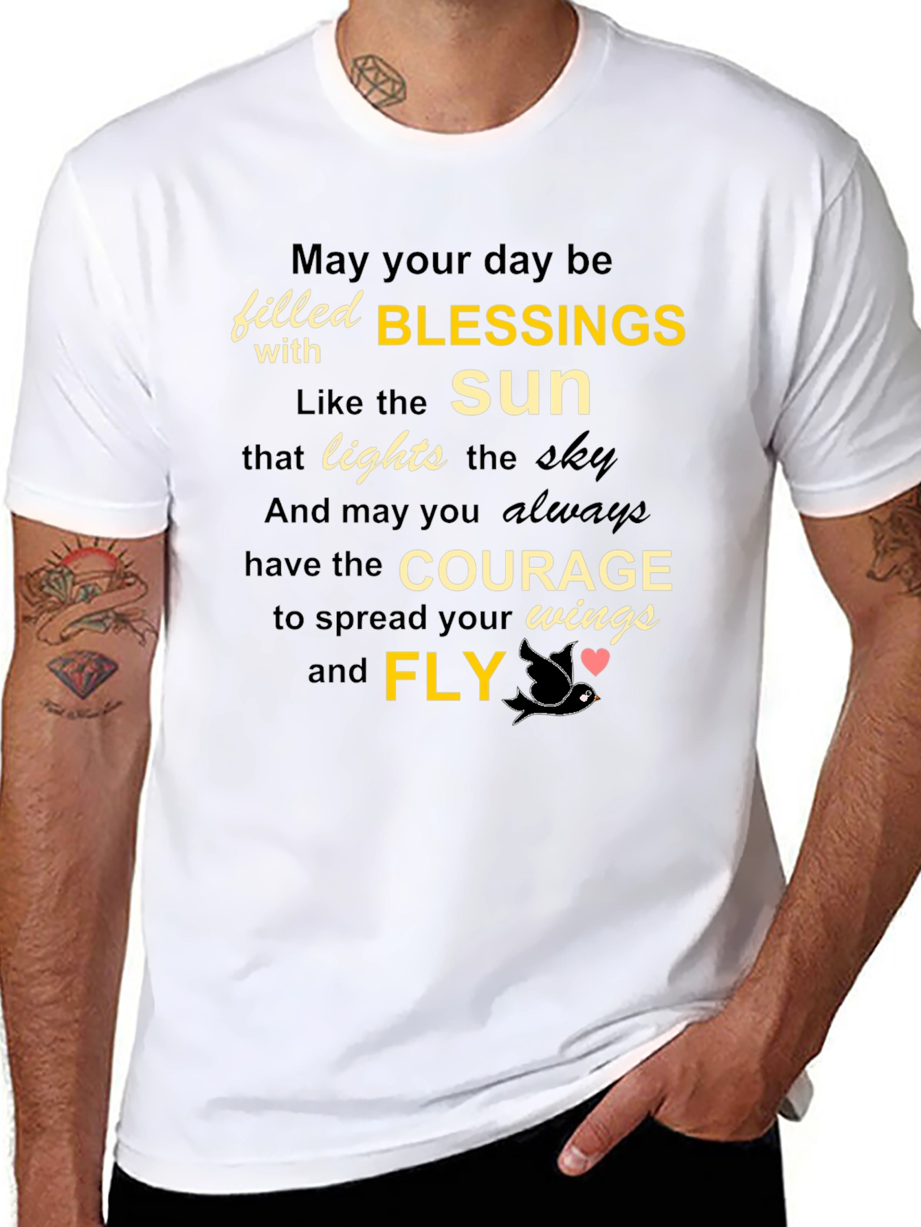 Inspirational Blessings T-Shirt - Courage and Fly