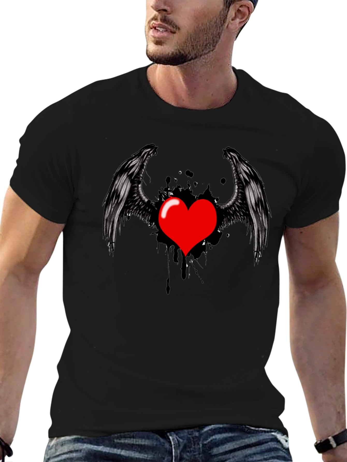 Winged Heart Graphic Tee - Black