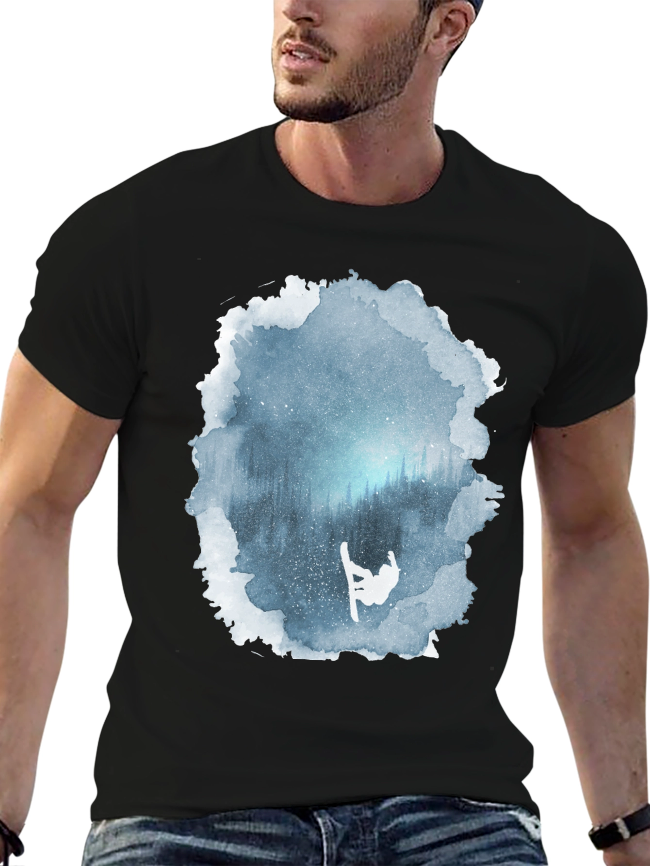 Winter Scene Snowboarder Graphic Tee