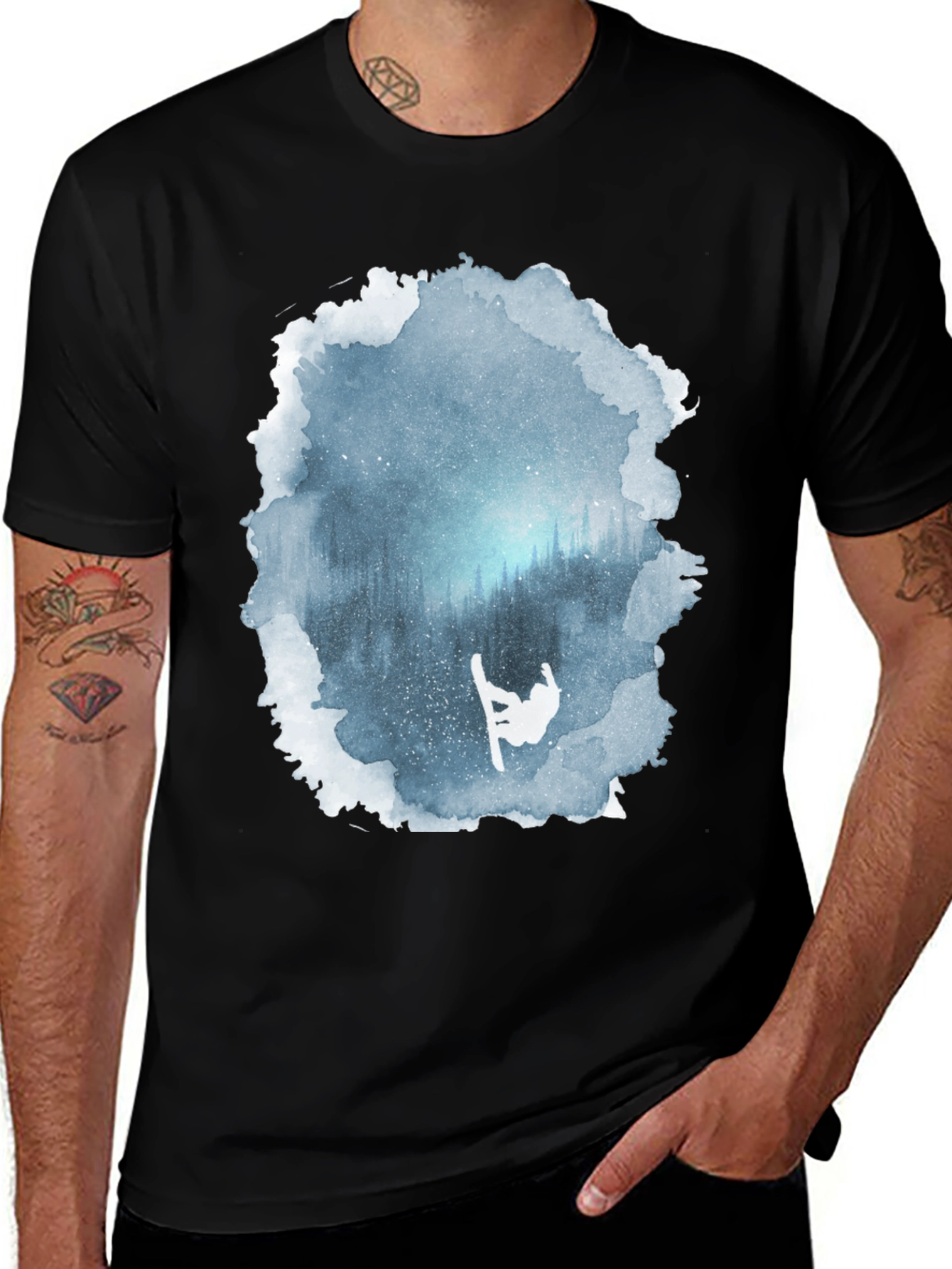 Winter Scene Snowboarder Graphic Tee