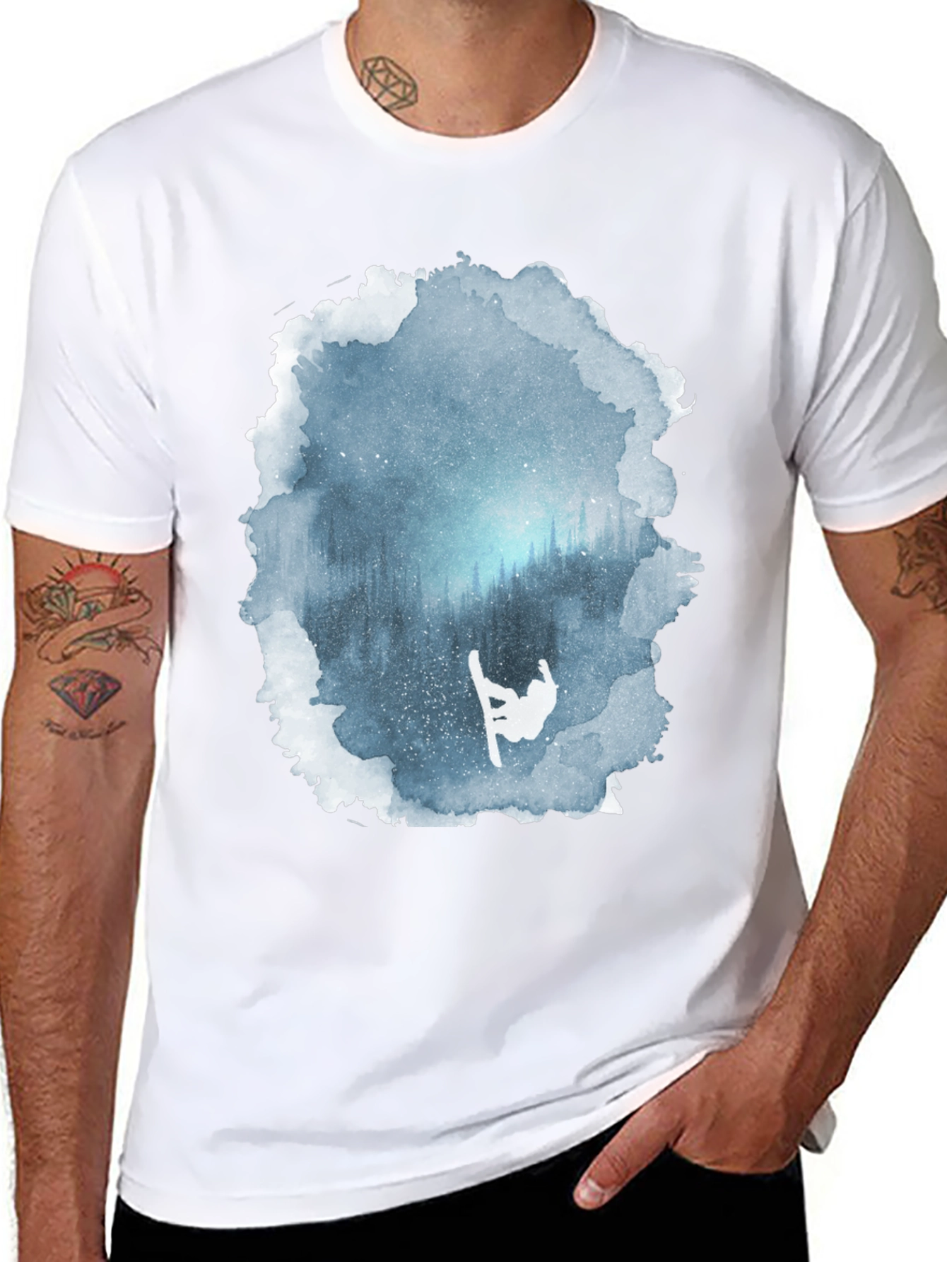 Winter Scene Snowboarder Graphic Tee
