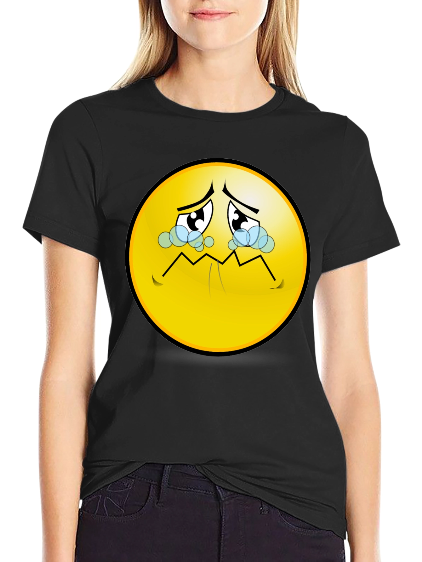 Sad Emoji T-Shirt - Black Graphic Tee