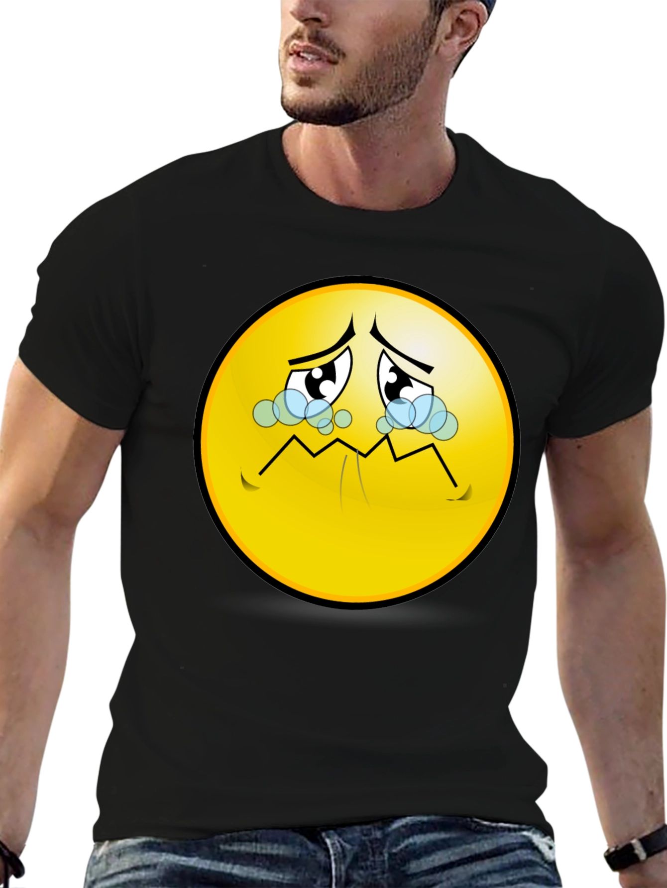 Sad Emoji T-Shirt - Black Graphic Tee