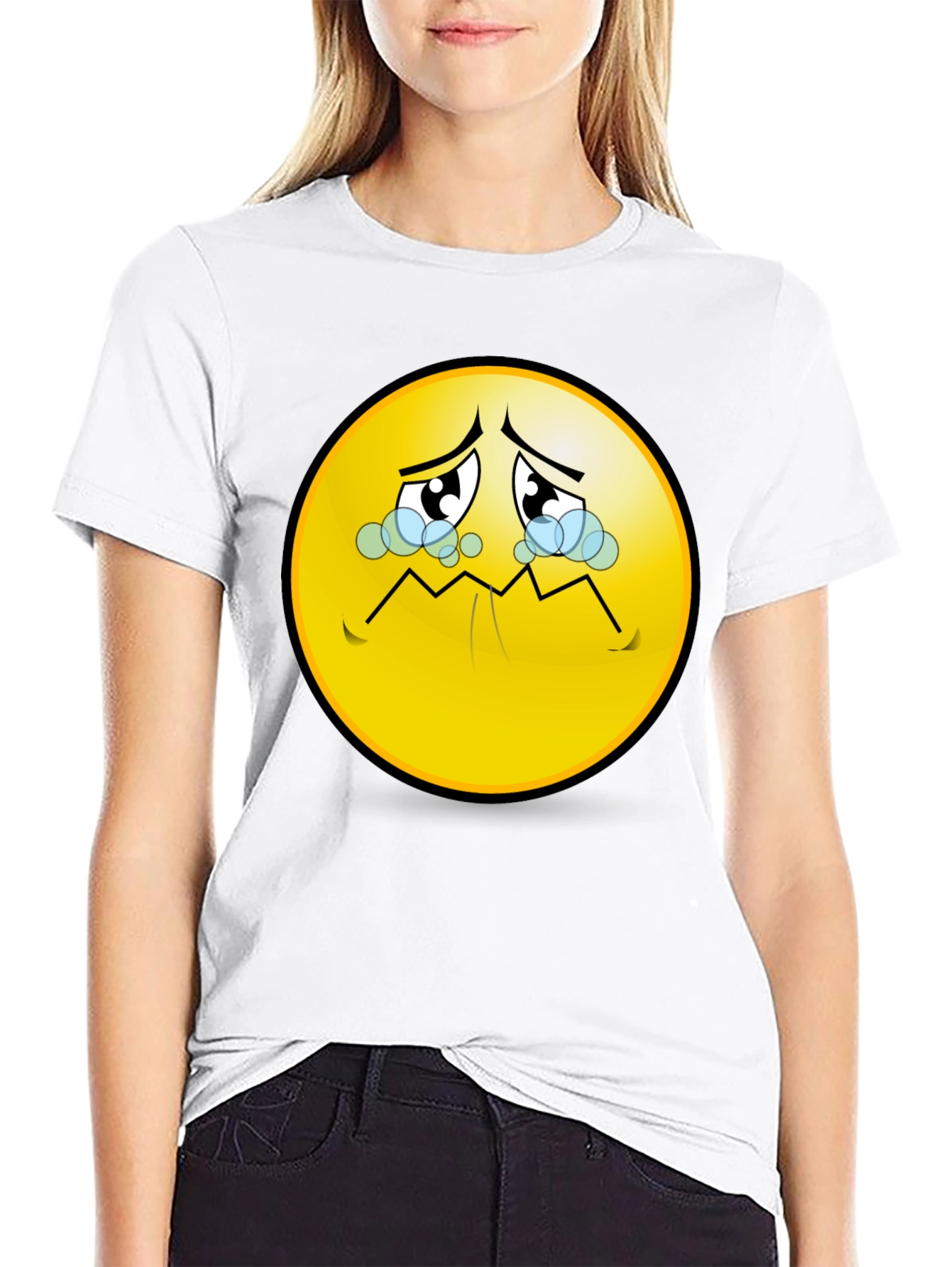 Sad Emoji T-Shirt - Black Graphic Tee