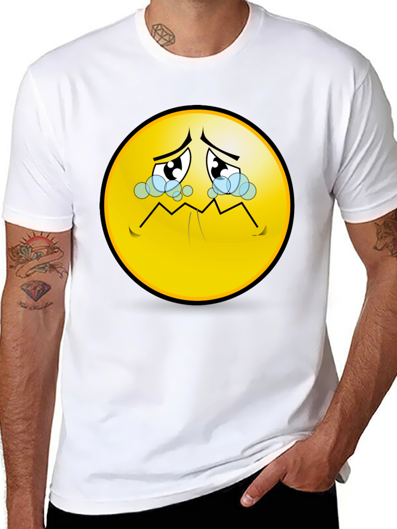 Sad Emoji T-Shirt - Black Graphic Tee