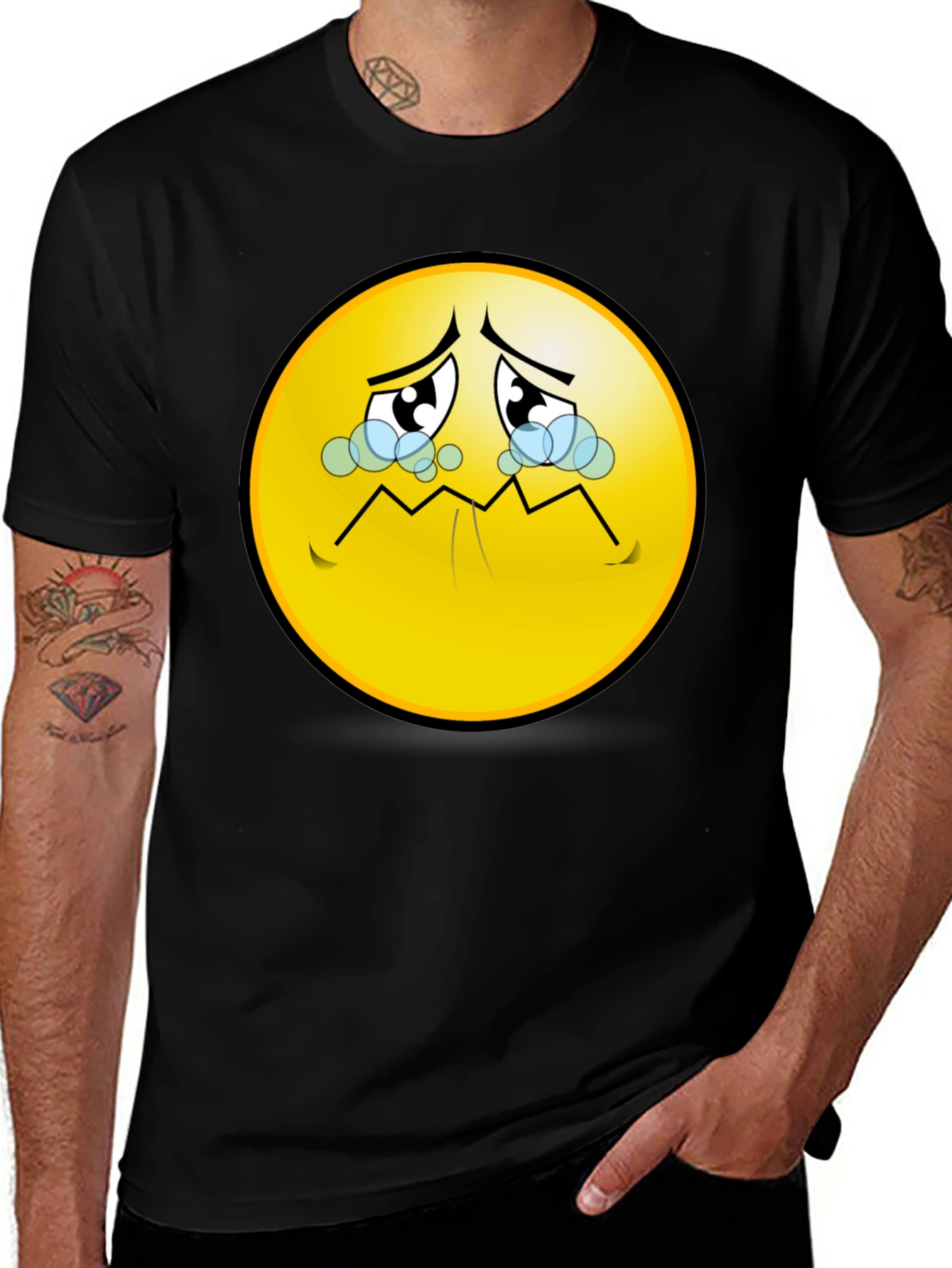 Sad Emoji T-Shirt - Black Graphic Tee